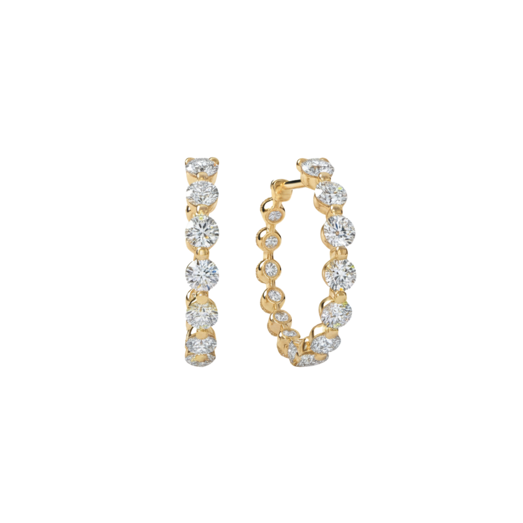 Classic Prong-Set Diamond Hoop Earrings