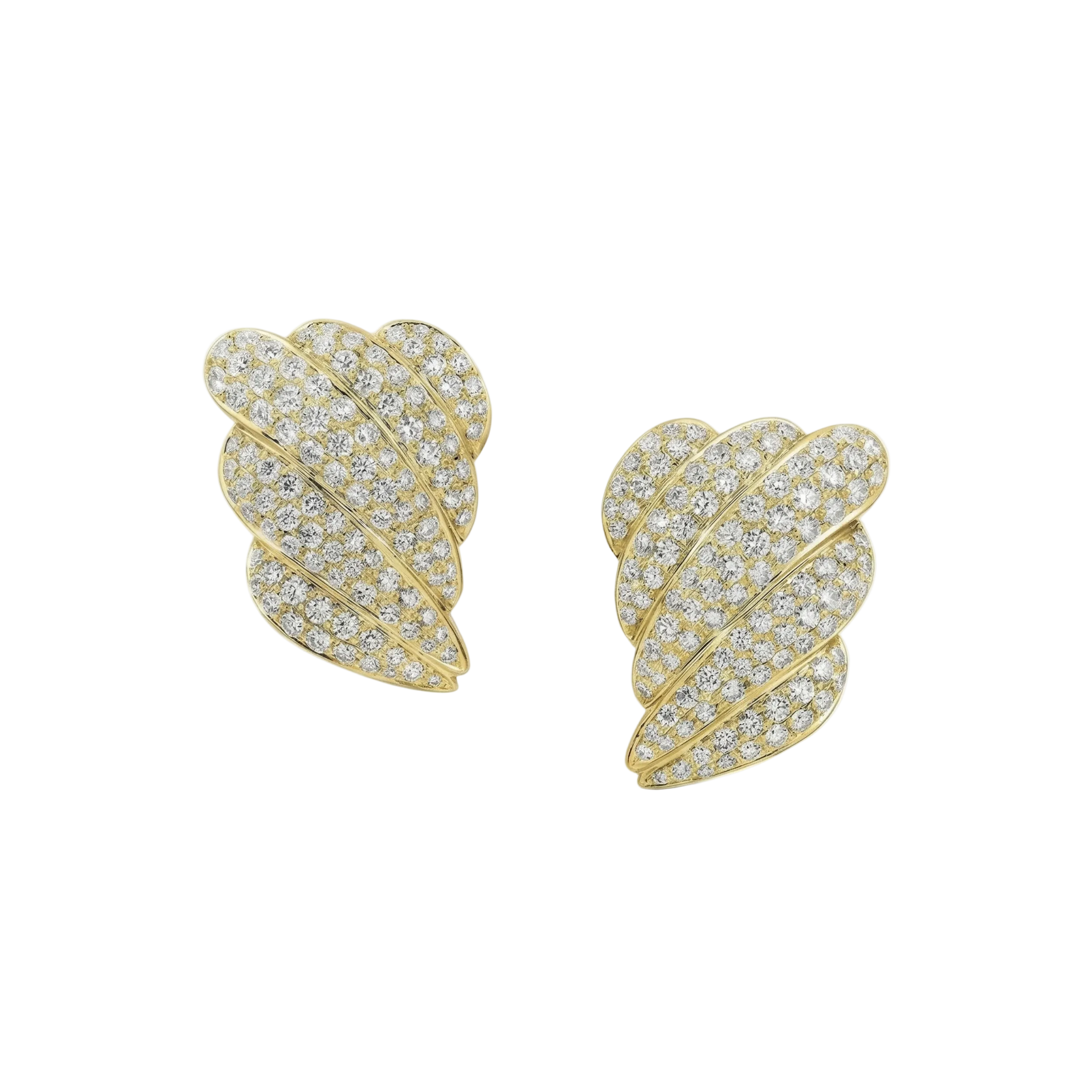 Pavé Diamond Sculptural Shell Earrings