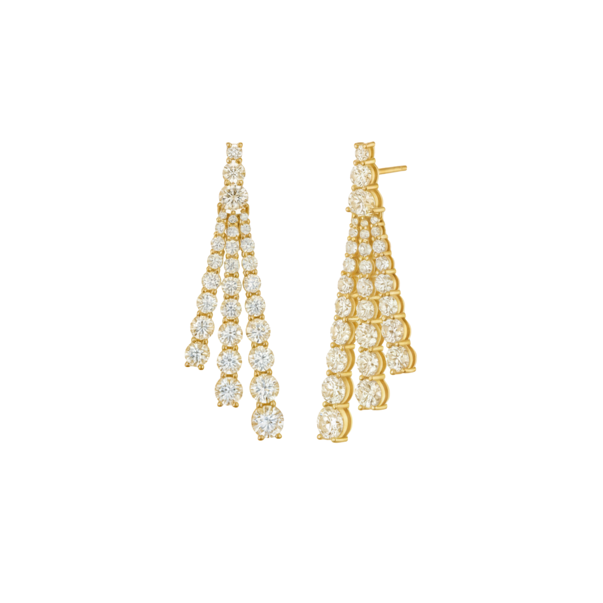 Graduated Round Brilliant Triple-Drop Earrings