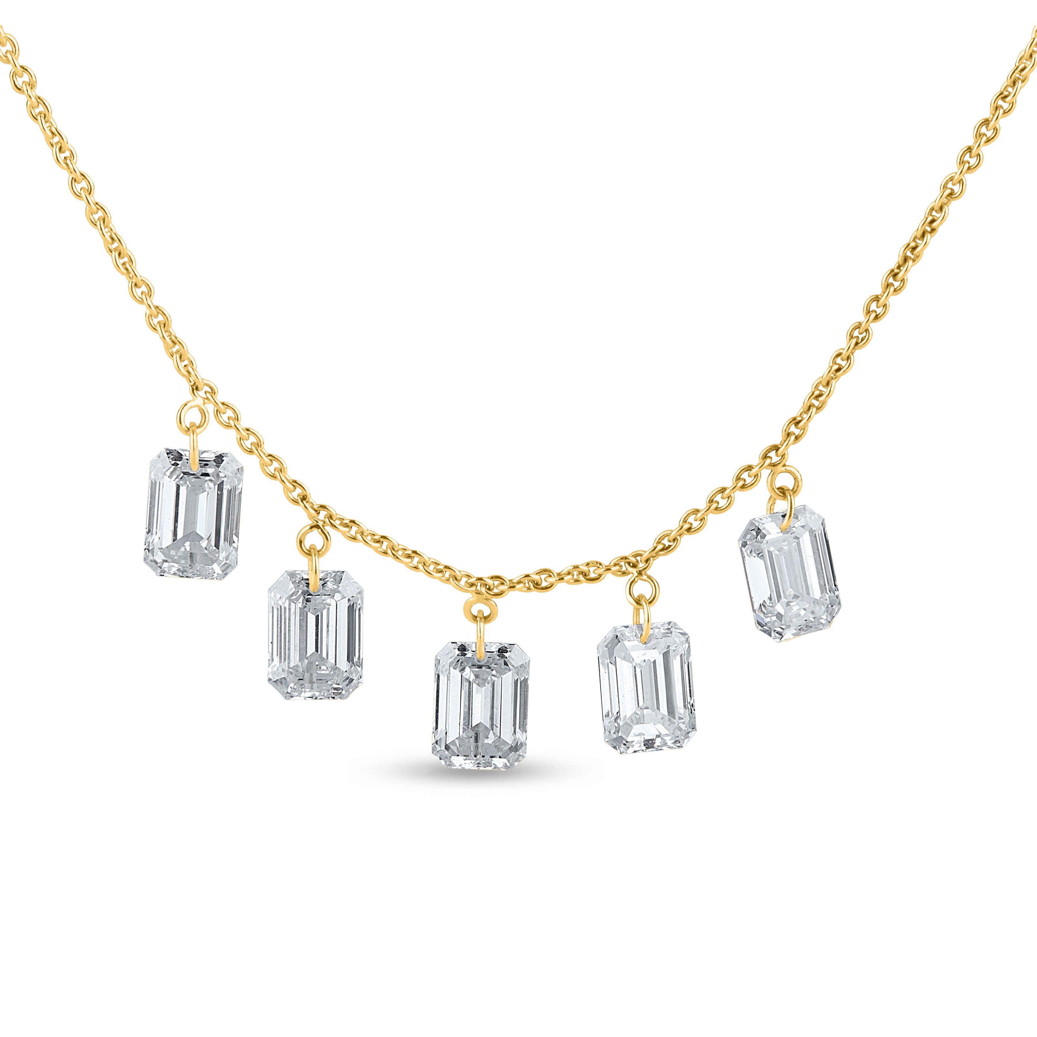 Emerald-Cut Dancing Fringe Necklace