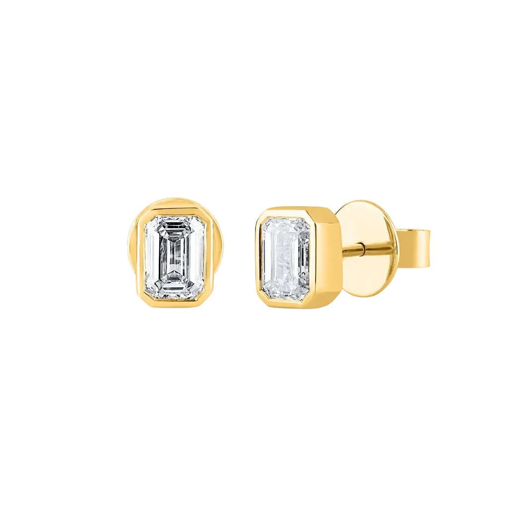 Emerald-Cut Bezel Studs
