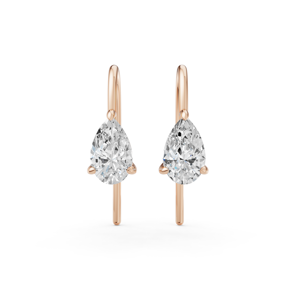 Pear-Cut Diamond Ear Climber Earrings