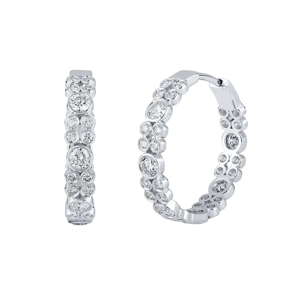 Mixed-Shape Bezel Bubble Hoop Earrings