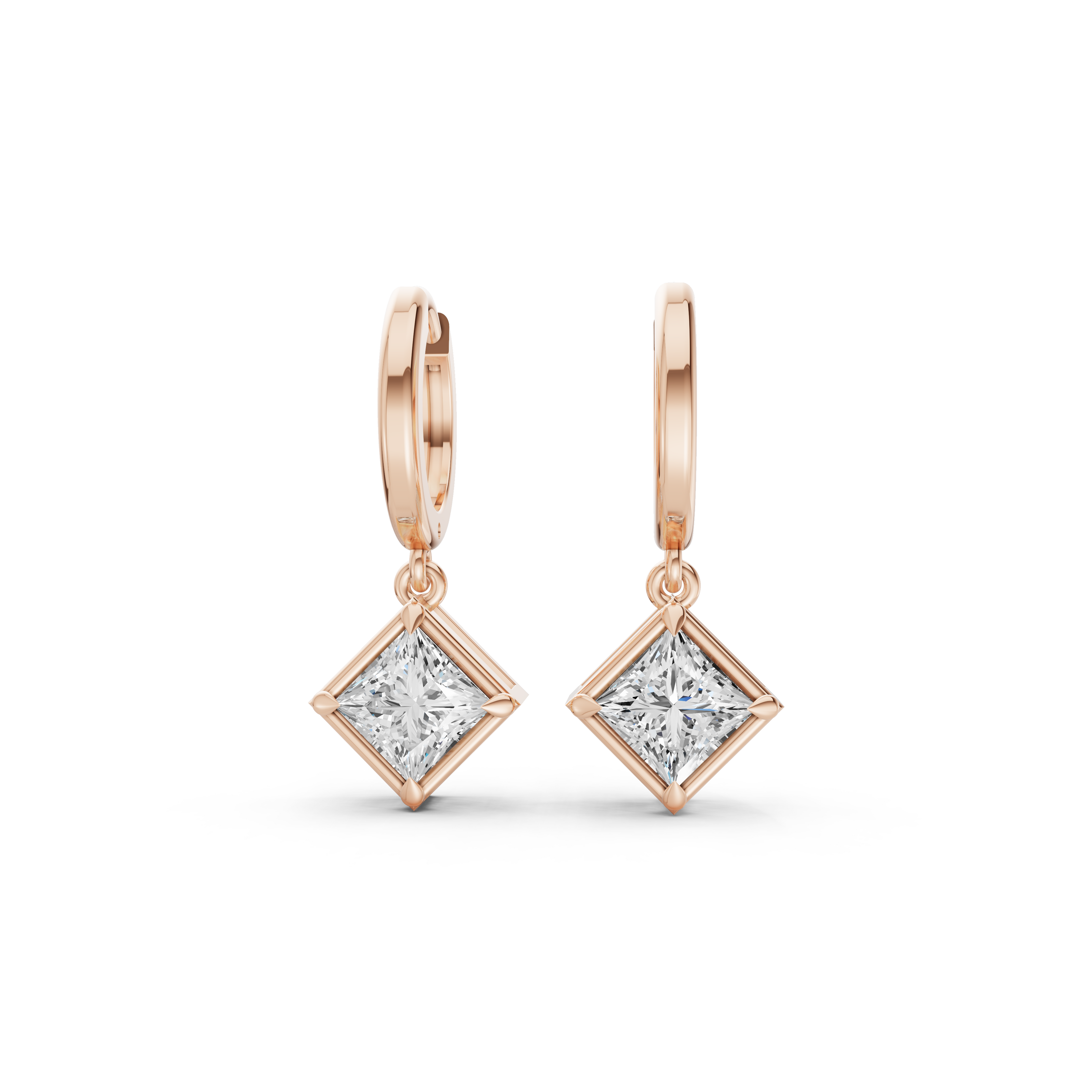 Princess-Cut Diamond Drop Earrings