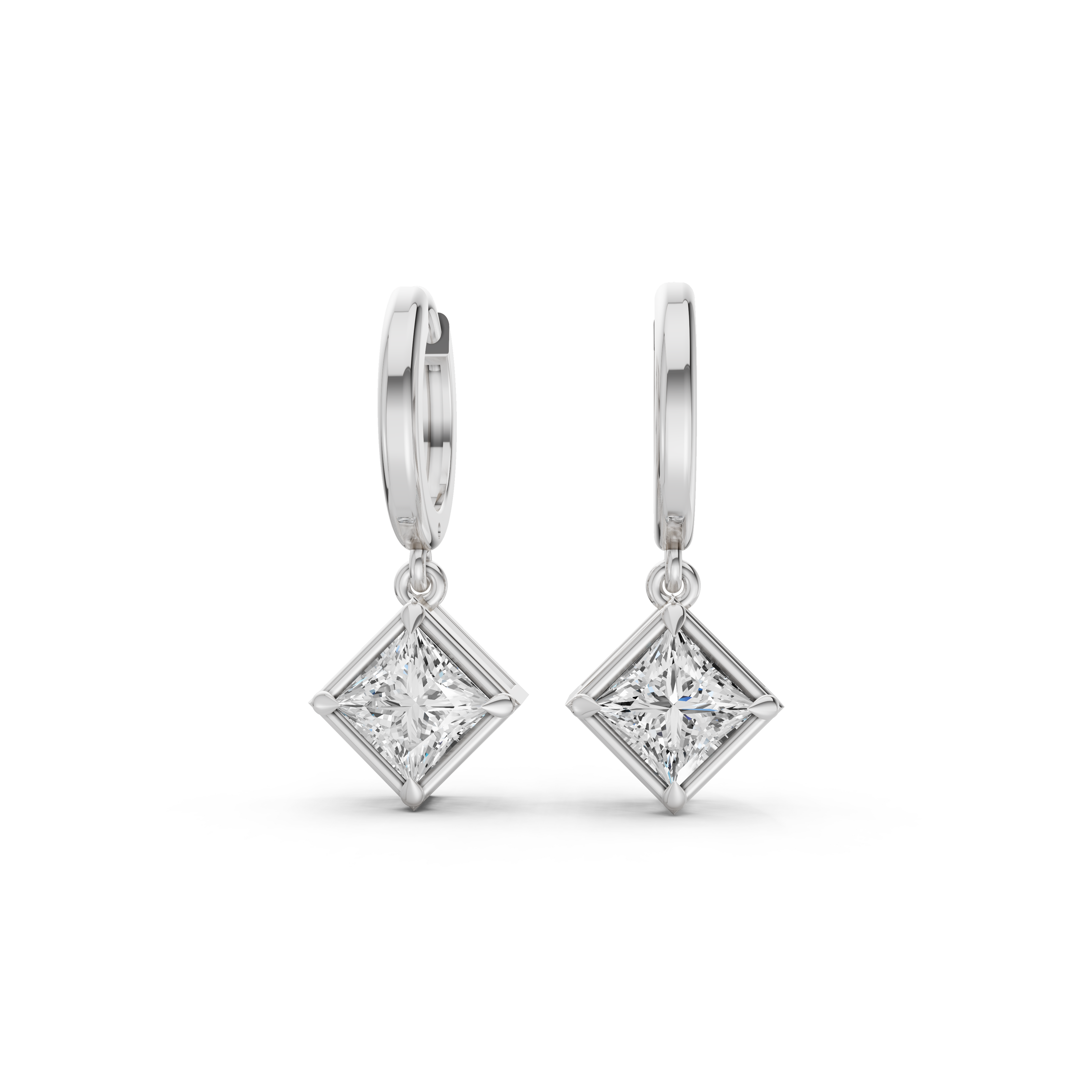 Princess-Cut Diamond Drop Earrings