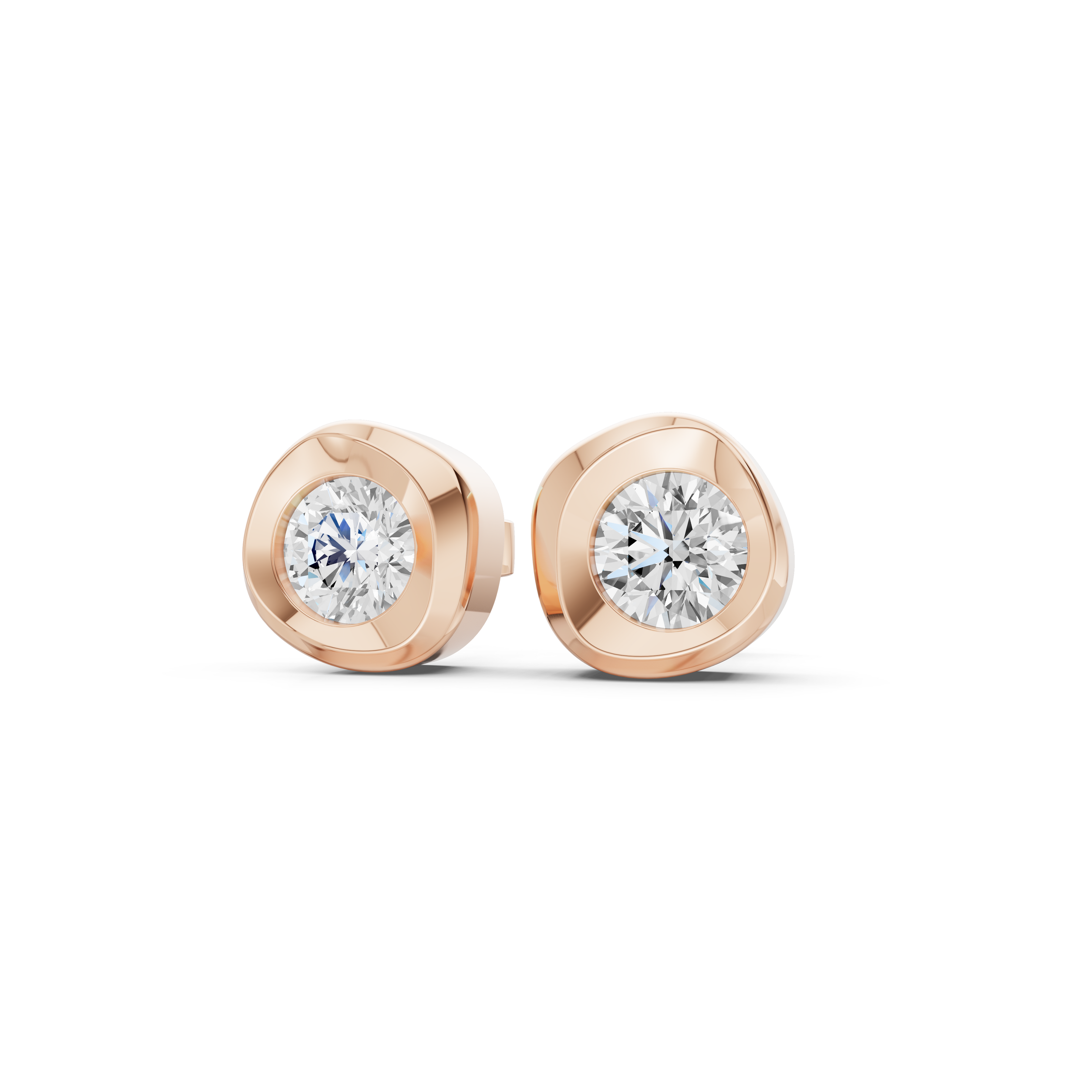 Round Brilliant Bezel-Set Bold Studs