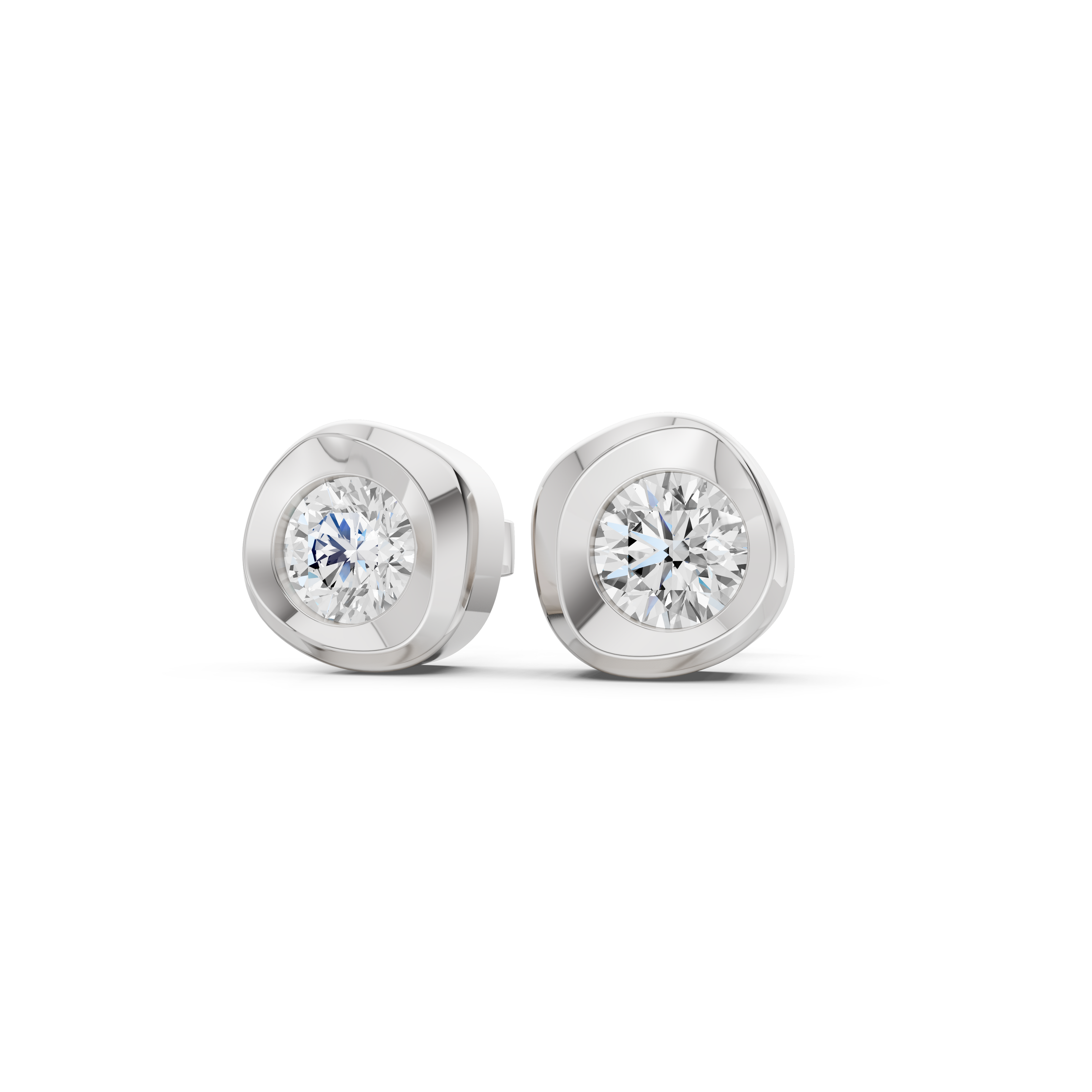 Round Brilliant Bezel-Set Bold Studs