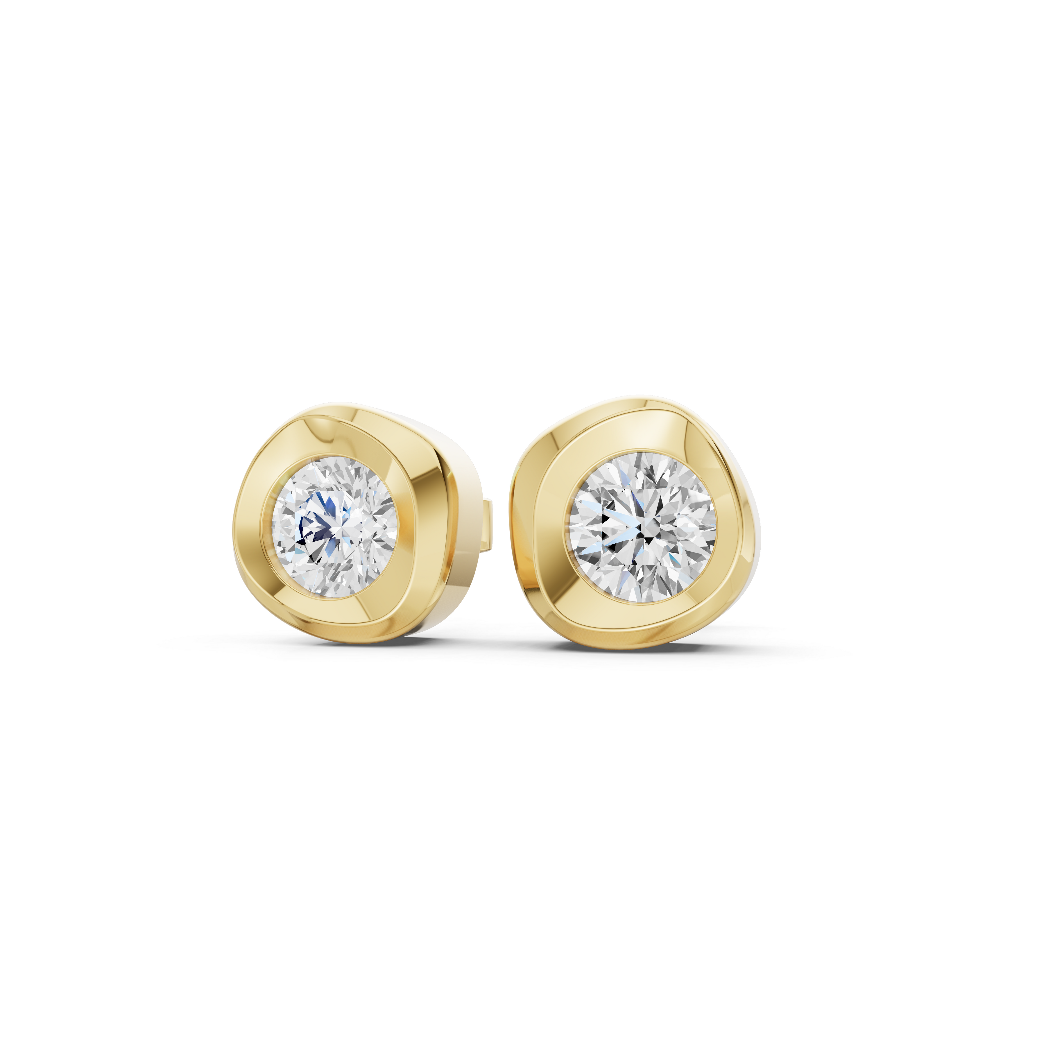 Round Brilliant Bezel-Set Bold Studs