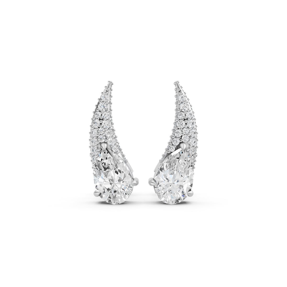 Pear-Cut Diamond Ear Climber Earrings