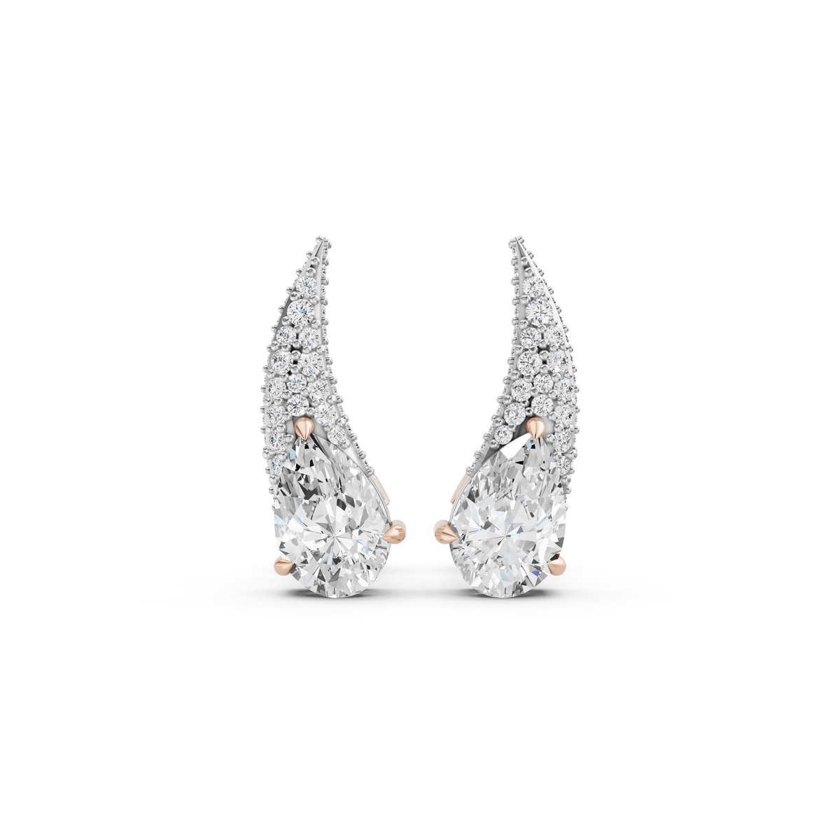 Pear-Cut Diamond Ear Climber Earrings