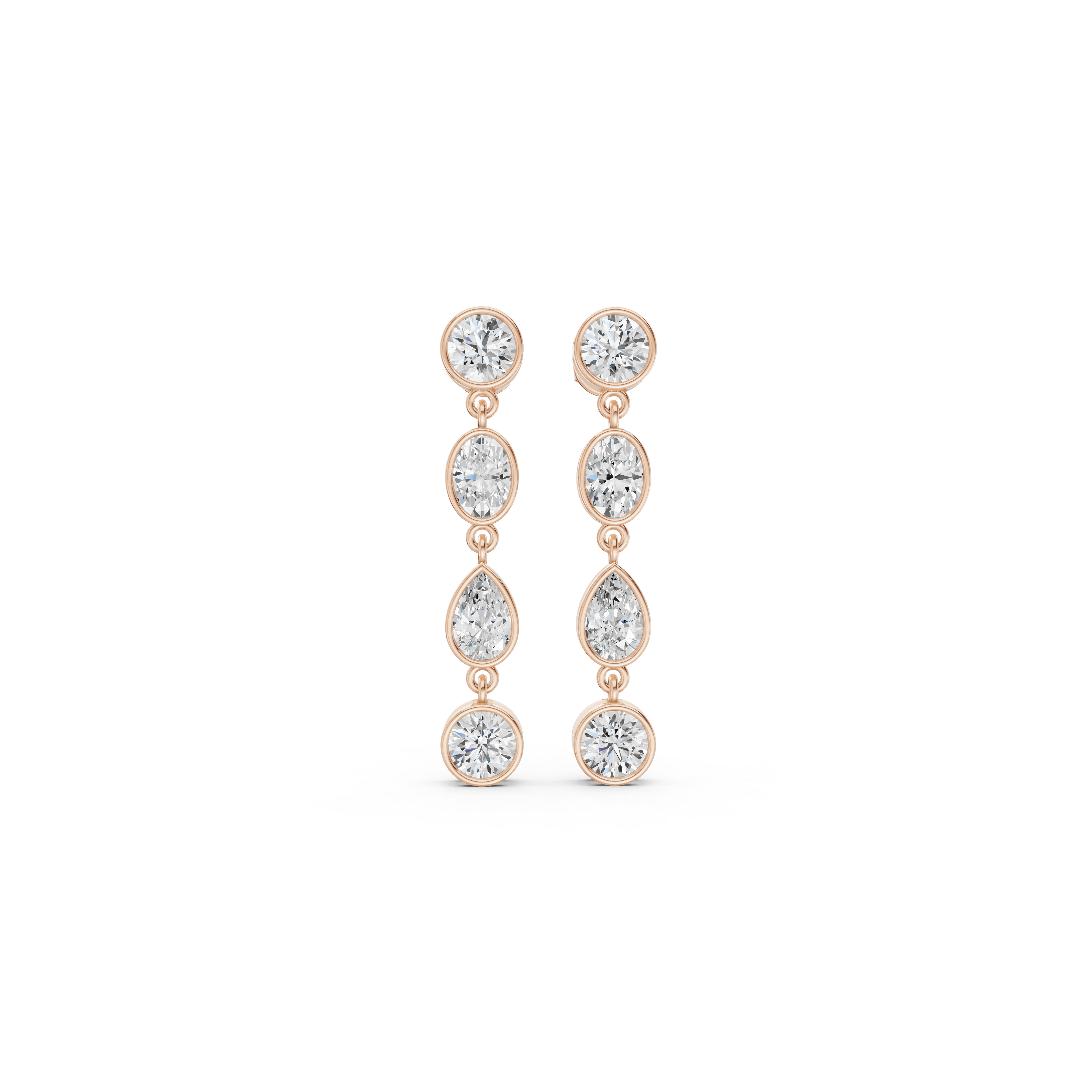 Multi-Shape Bezel Linear Drop Earrings