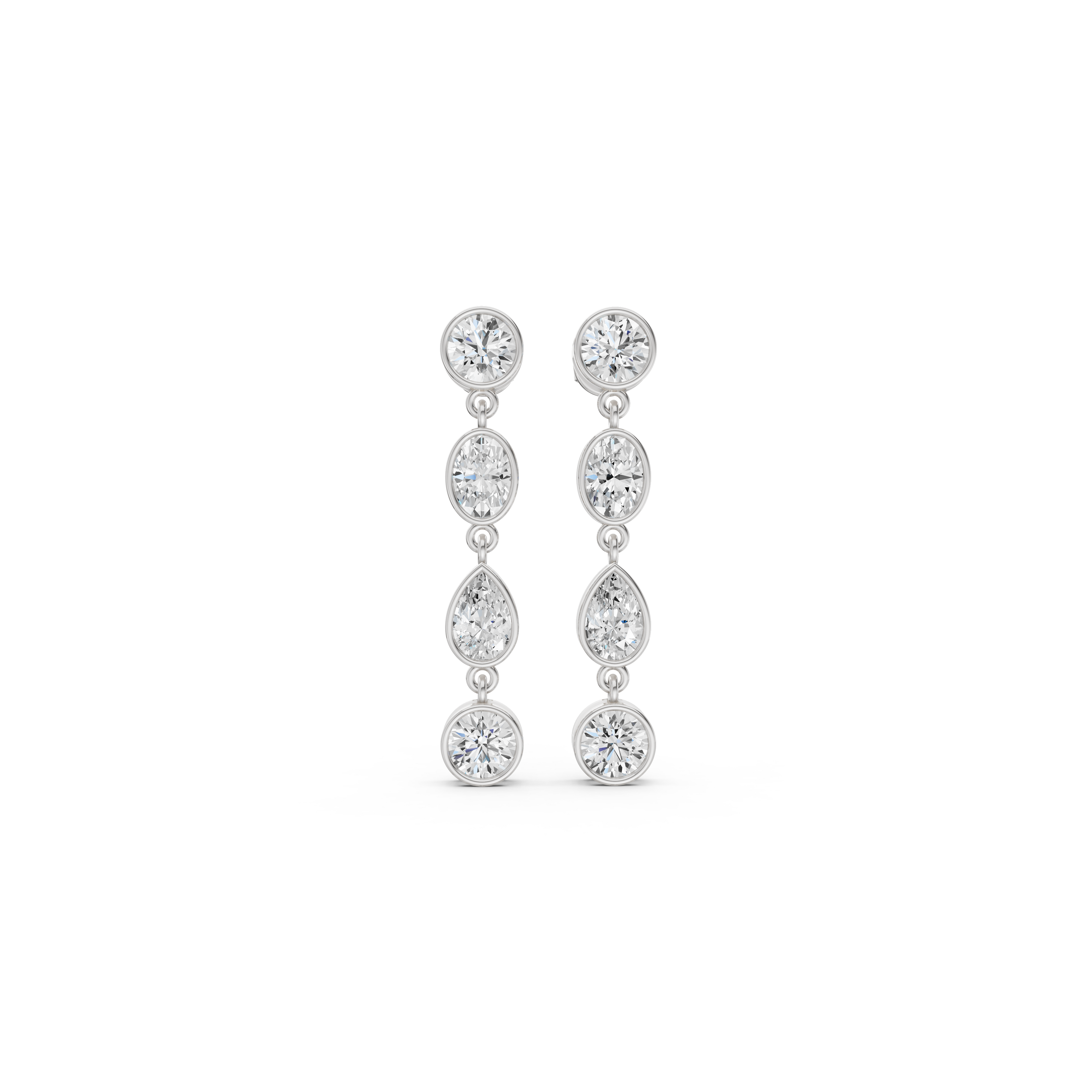 Multi-Shape Bezel Linear Drop Earrings
