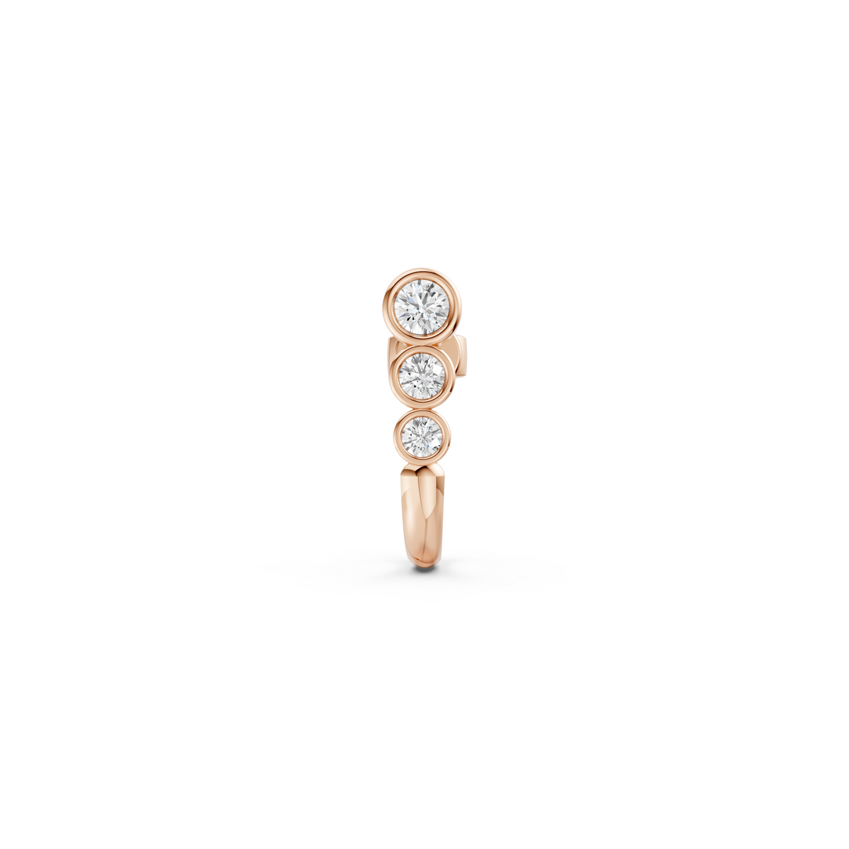 Triple Round Diamond Bezel Gold Hoop Earring