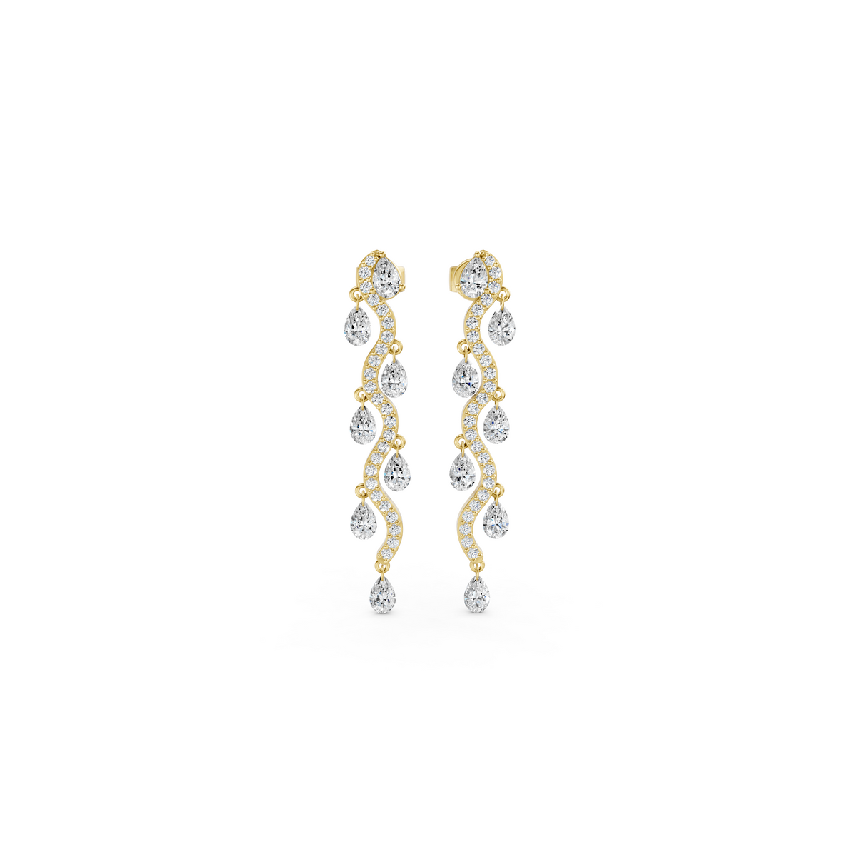 Serpentine Cascade Diamond Earrings