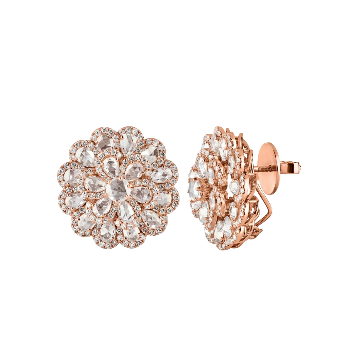 Floral Diamond Cluster Earrings