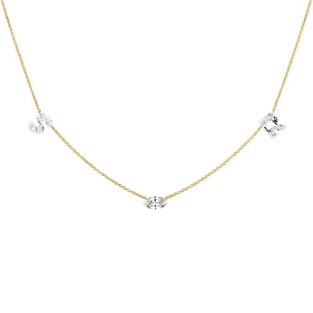Marquise & Initial Diamond Multi-Station Necklace