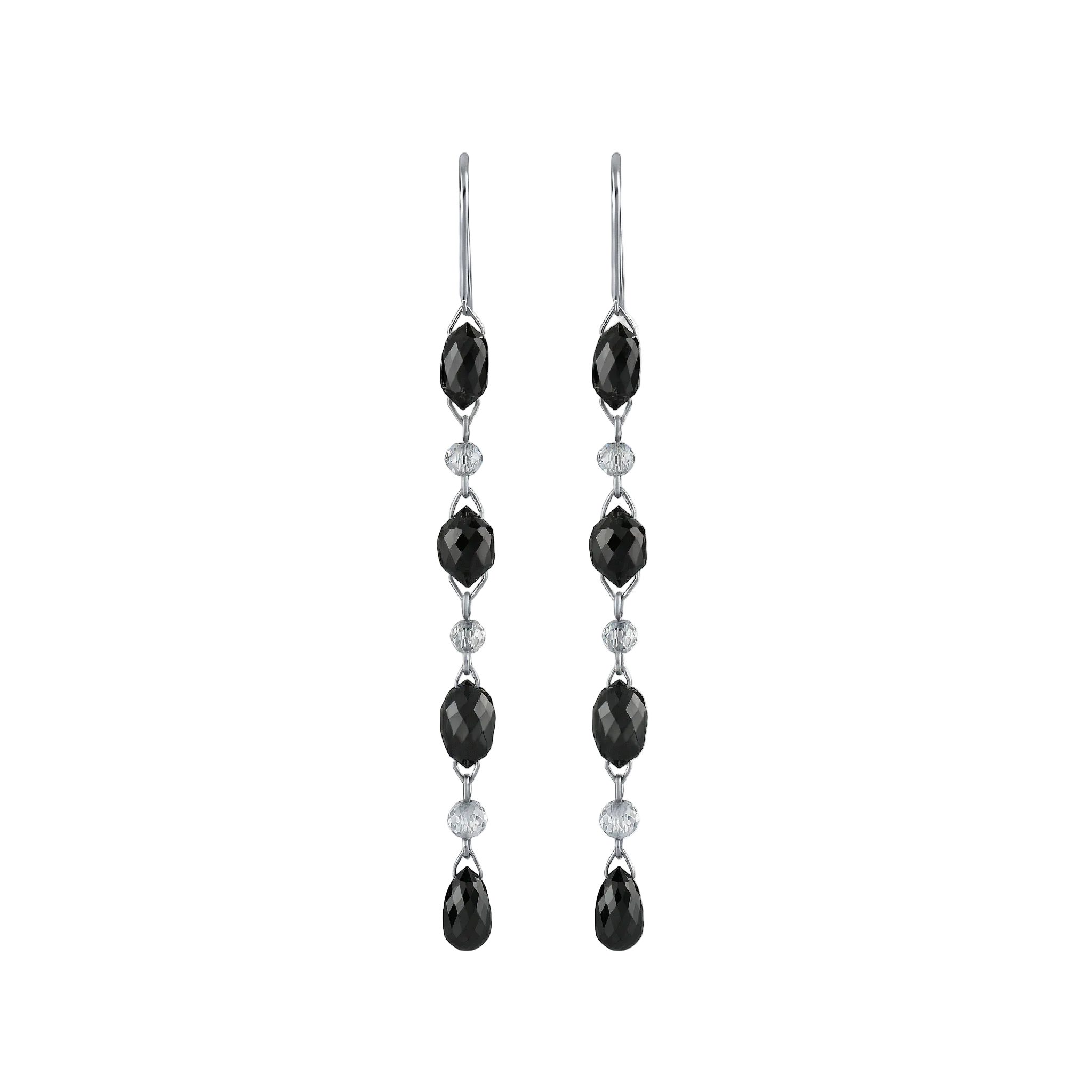 Black & White Diamond Alternating Briolette Drops