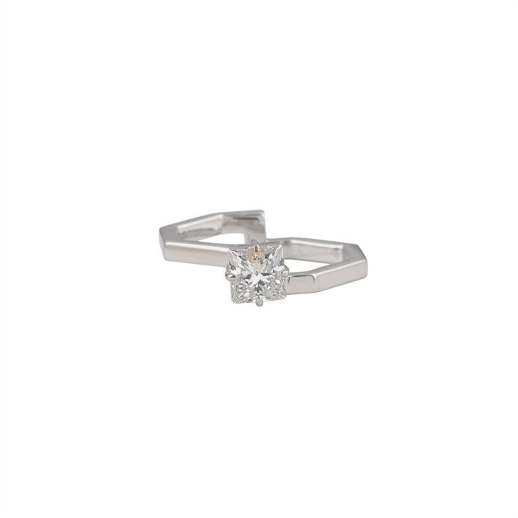 Geometric Floating Solitaire Ring