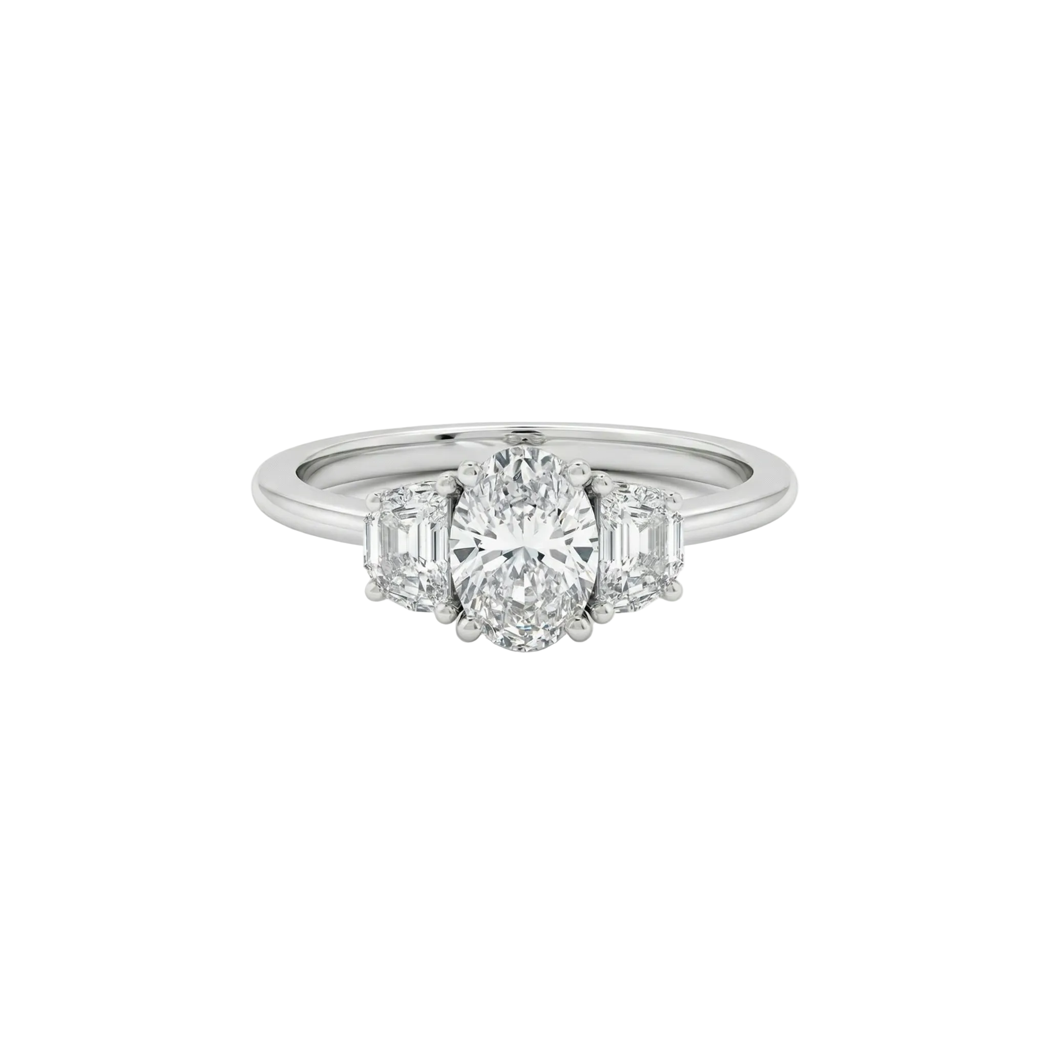 Oval & Trapezoid Three-Stone Ring