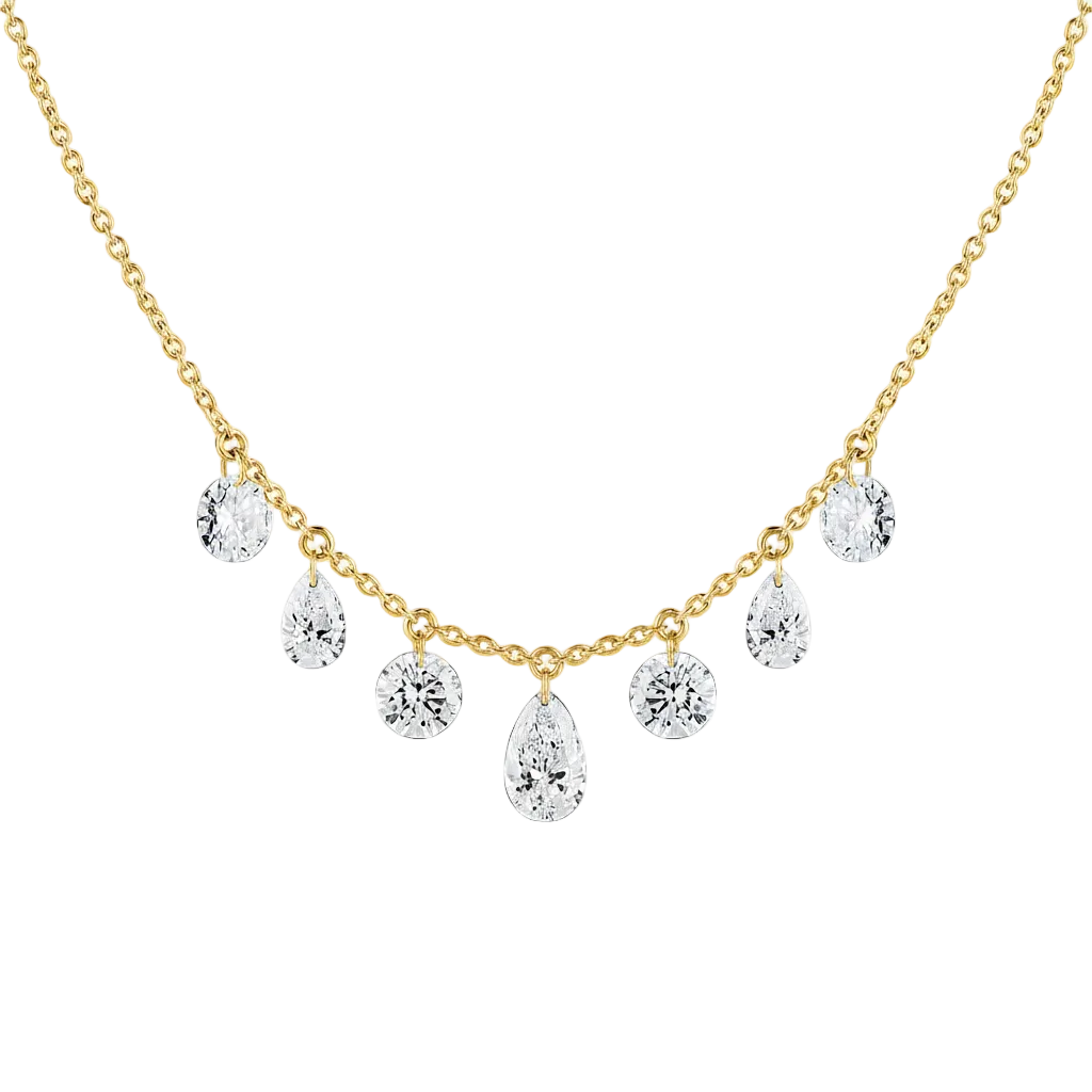 Multi-Shape Diamond Drop Necklace