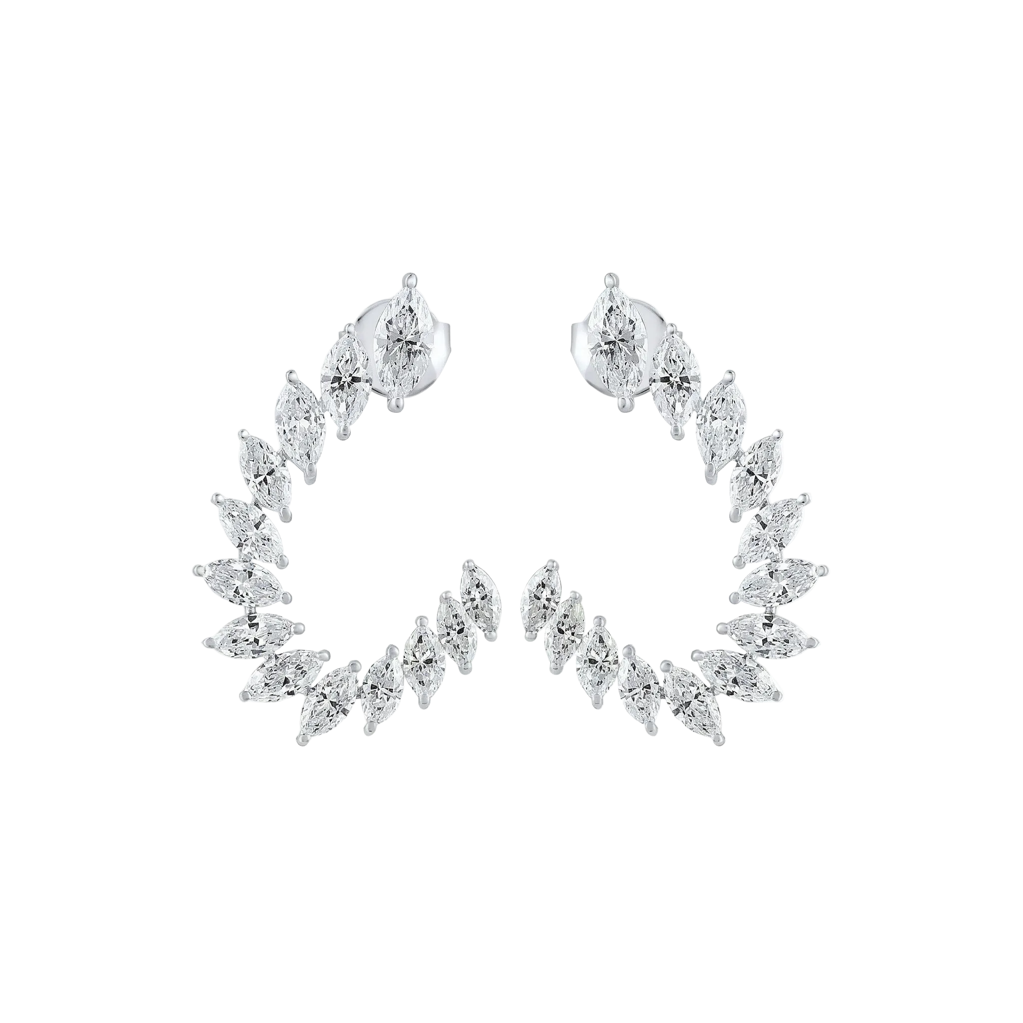 Marquise Diamond Laurel Ear Climbers