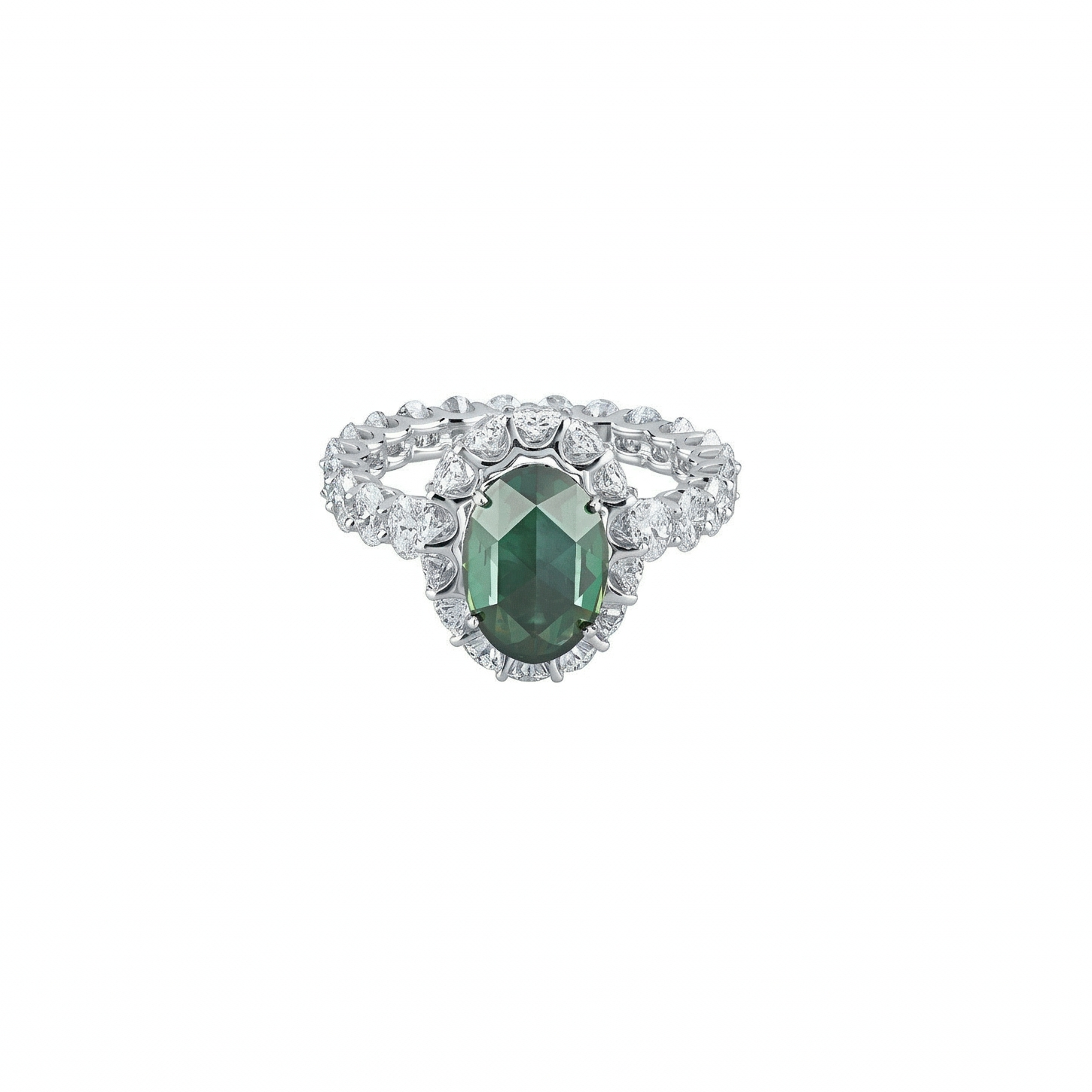 Oval Rose-Cut Halo Ring