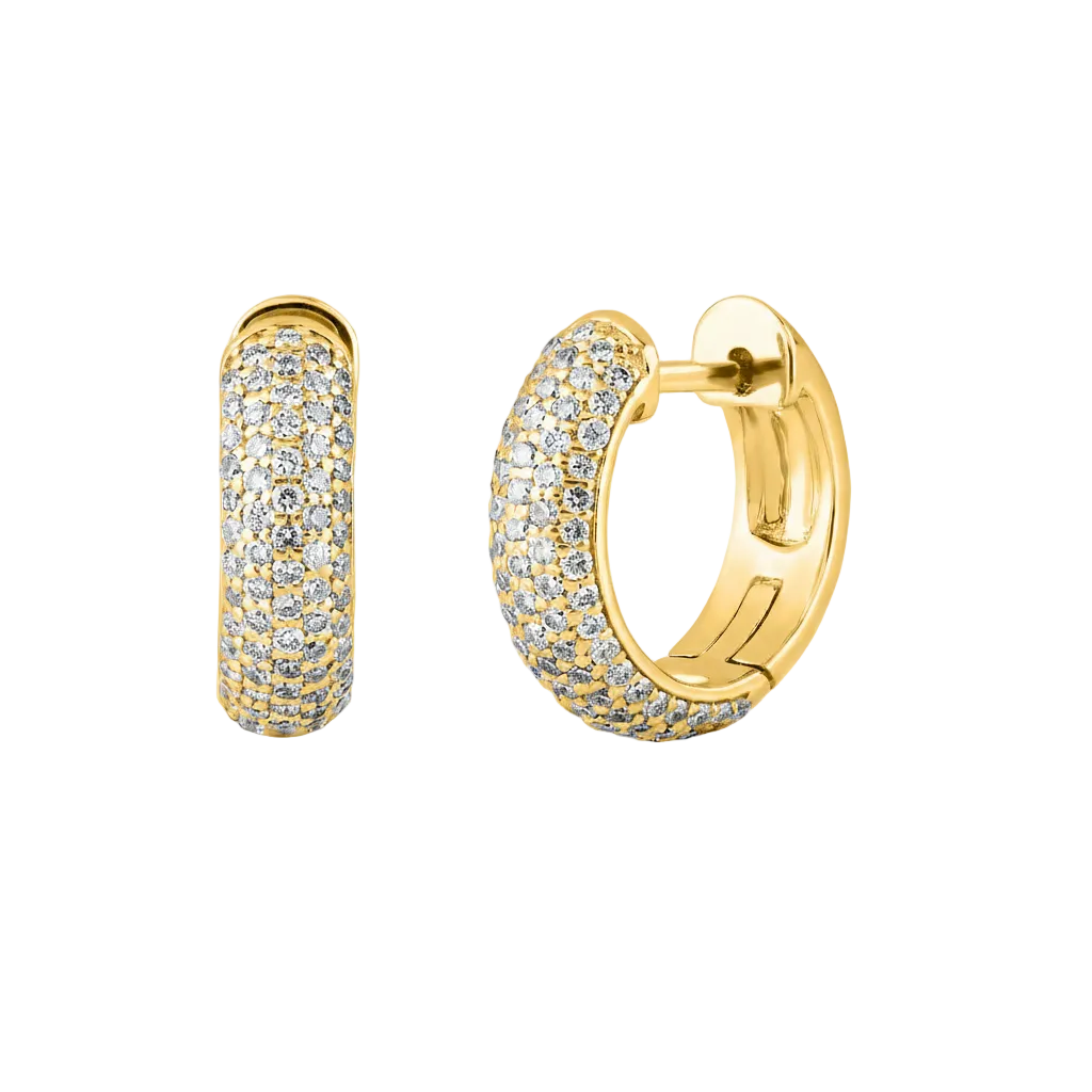 Pavé Diamond Domed Huggie Hoops