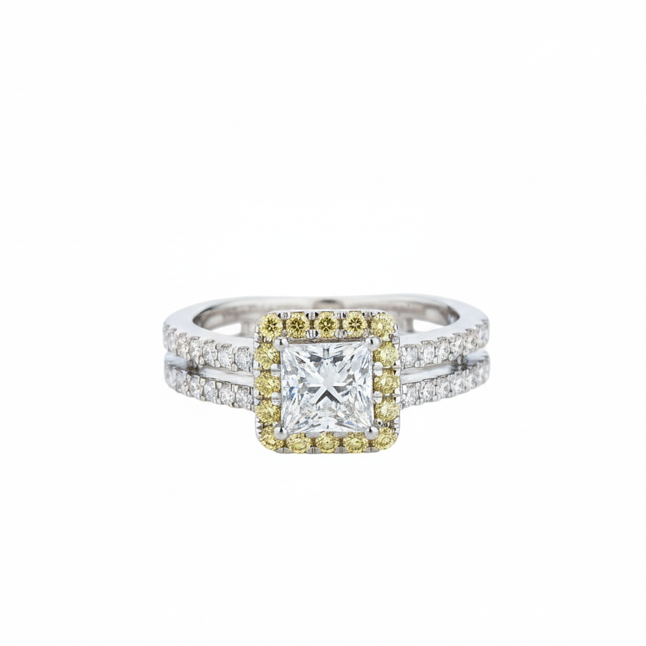 Princess Yellow Halo Split-Shank Ring
