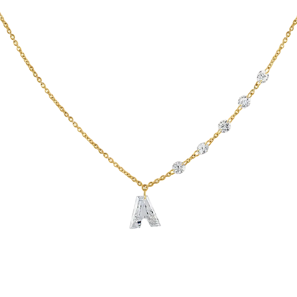 Initial "A" Diamond Station Pendant