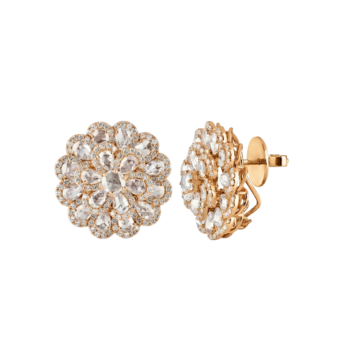 Floral Diamond Cluster Earrings