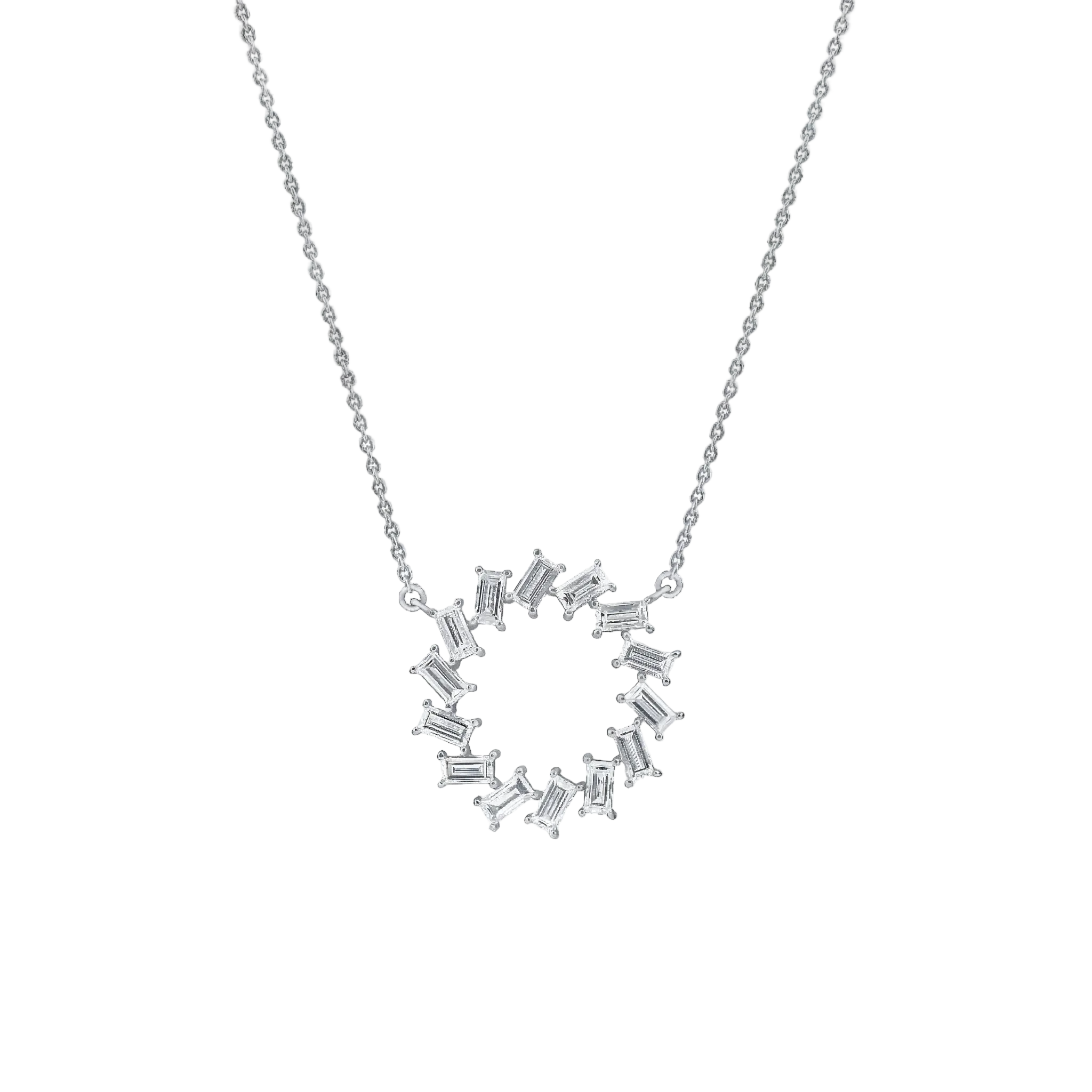 Baguette Sunburst Halo Pendant