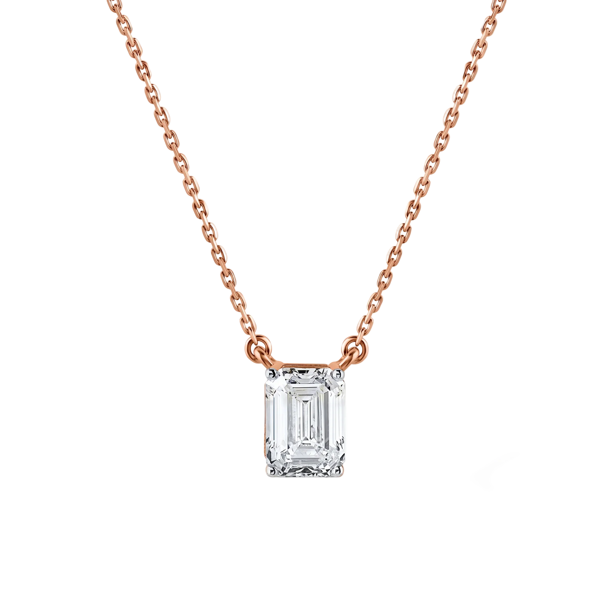 Emerald-Cut Diamond Solitaire Pendant