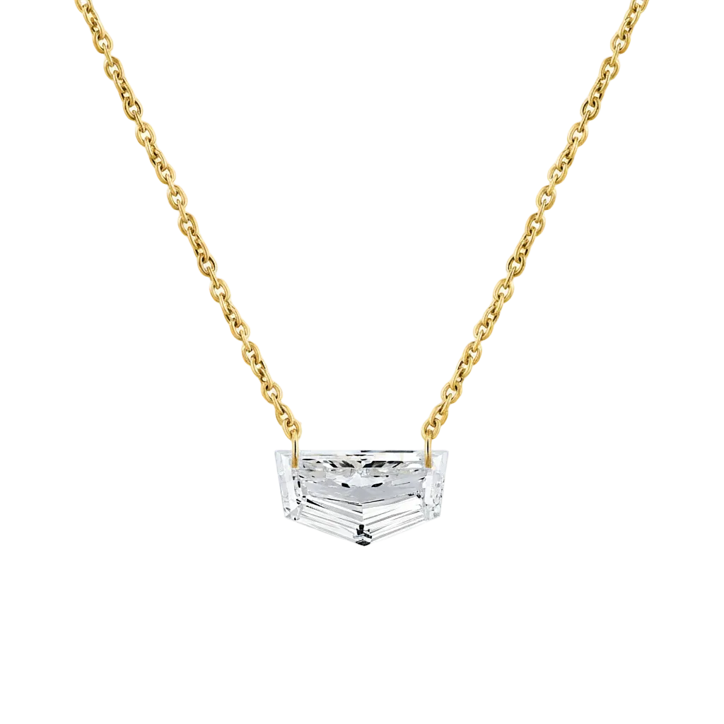 Shield-Cut Geometric Solitaire Pendant