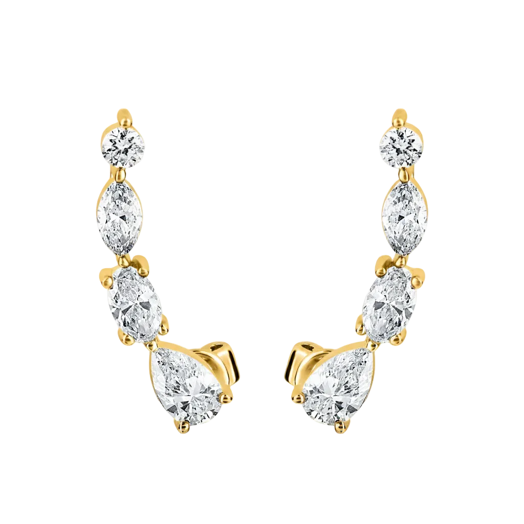 Gemini said Mixed-Shape Diamond Ear Climbers