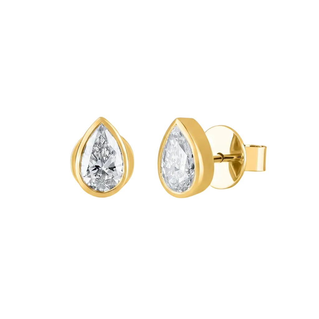 Pear-Cut Bezel Studs