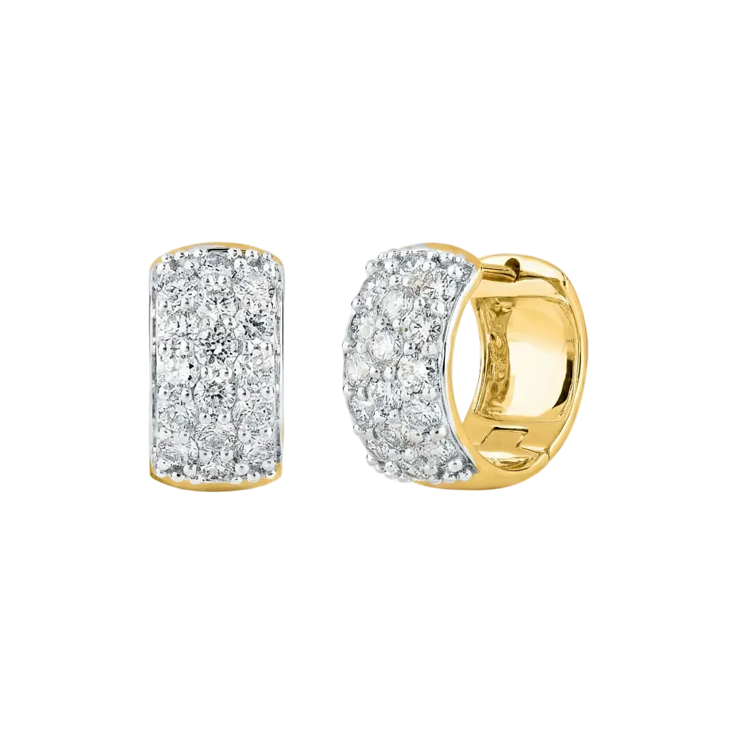 Pavé Diamond Wide Huggie Hoop Earrings