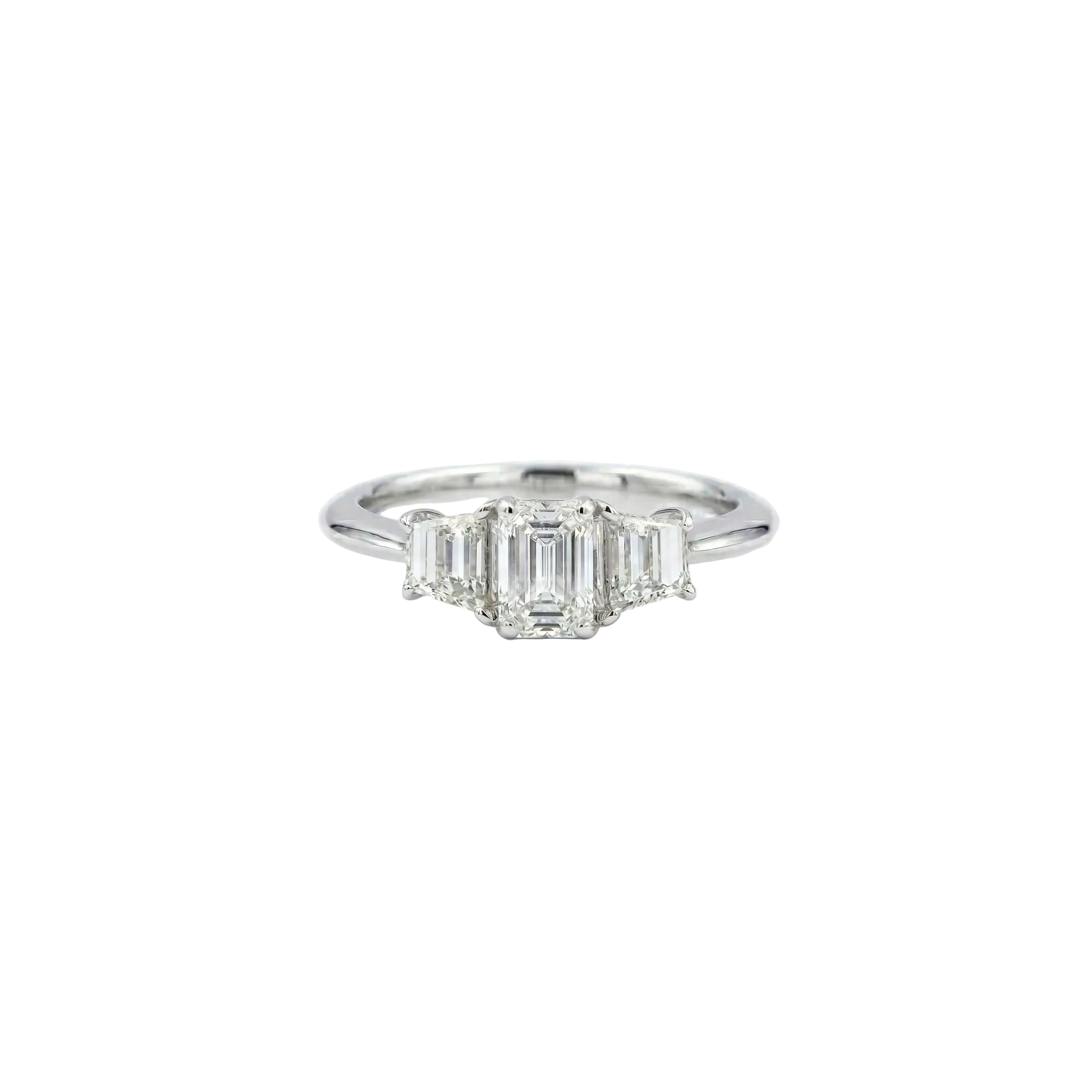Emerald & Trapezoid Three-Stone Ring