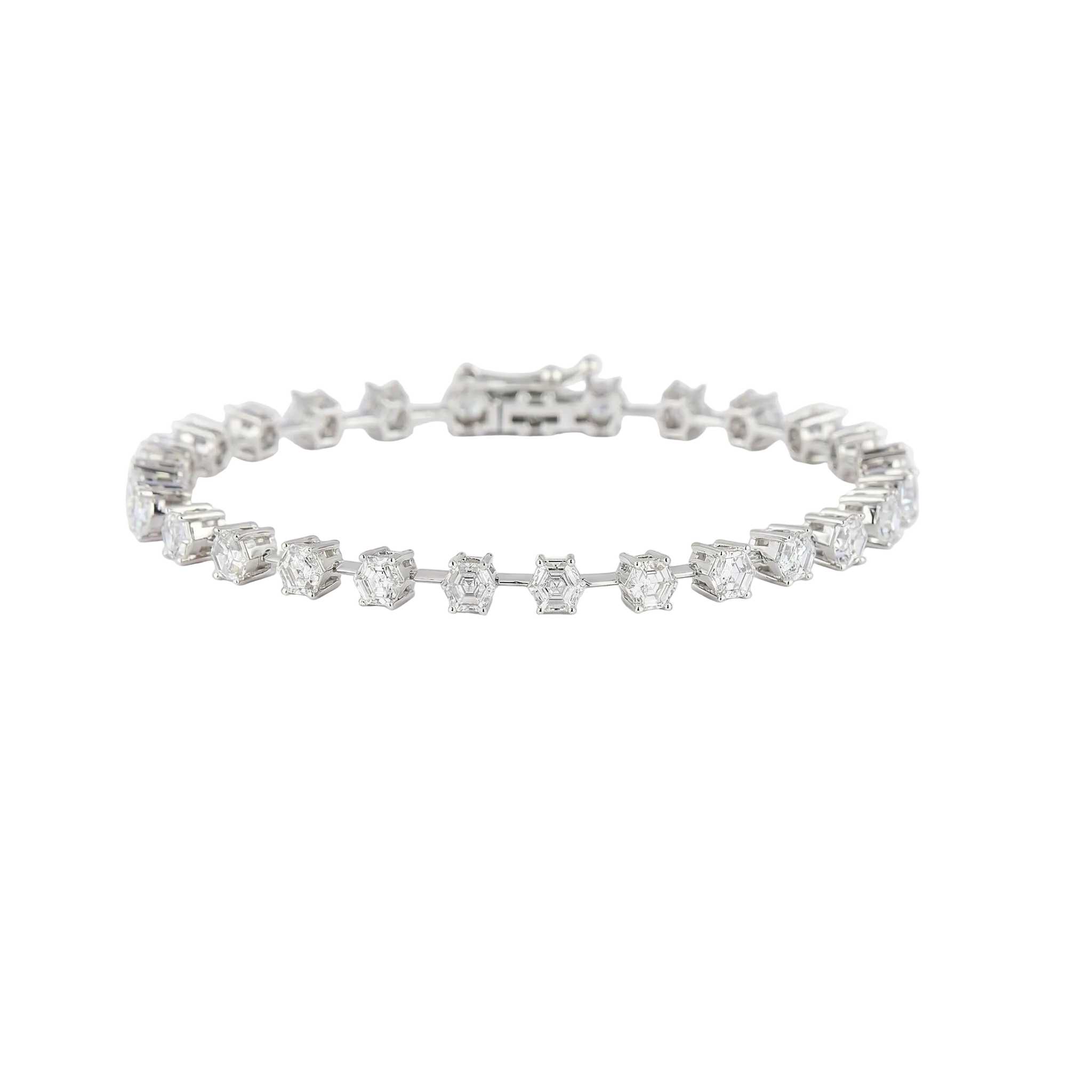 Hexagon-Cut Diamond Tennis Bracelet