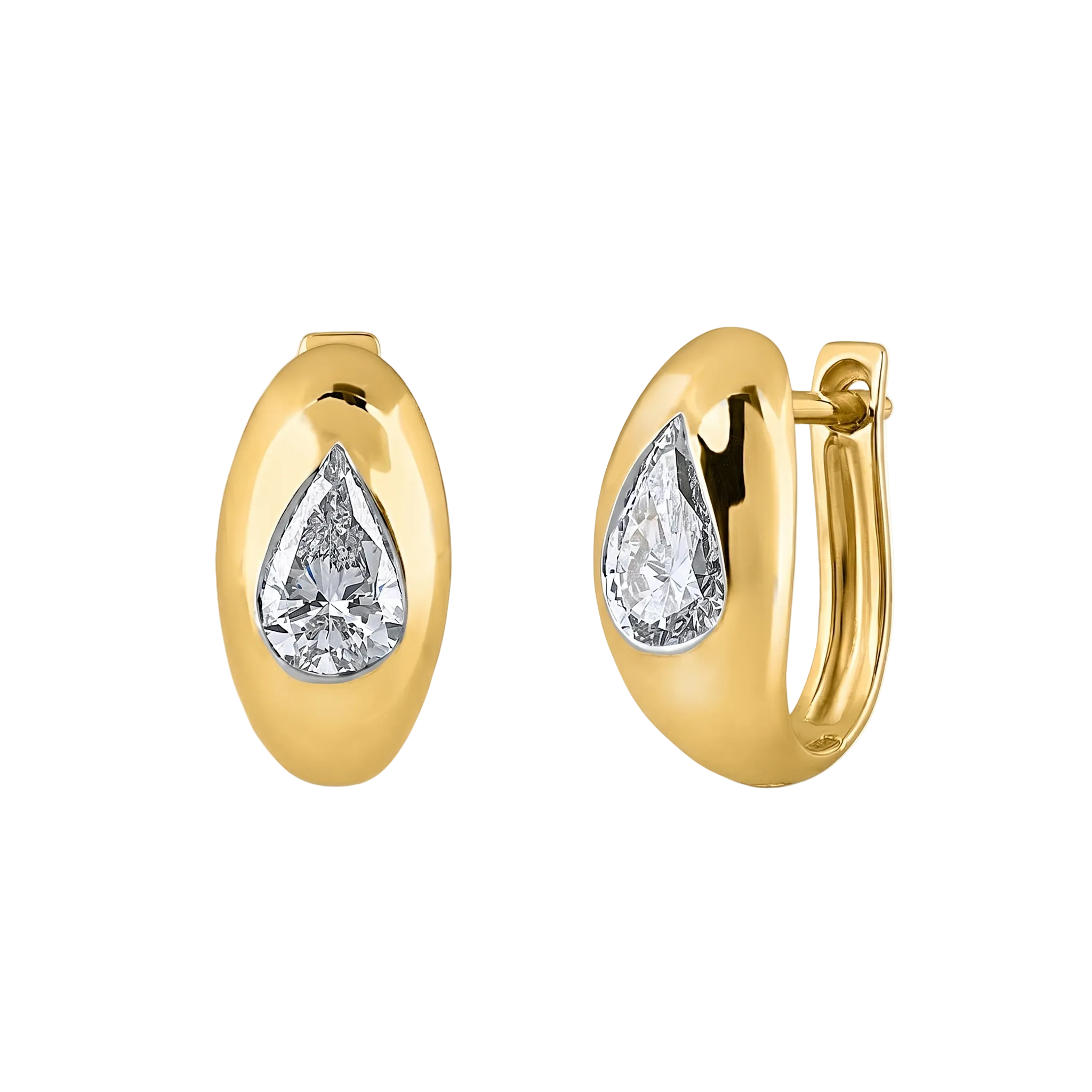 1.00 TCW Pear-Cut Diamond Bezel-Set Hoop Earrings