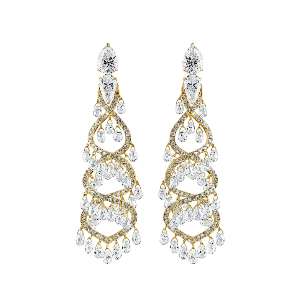 Pear-Cut Filigree Chandelier Statement Earrings