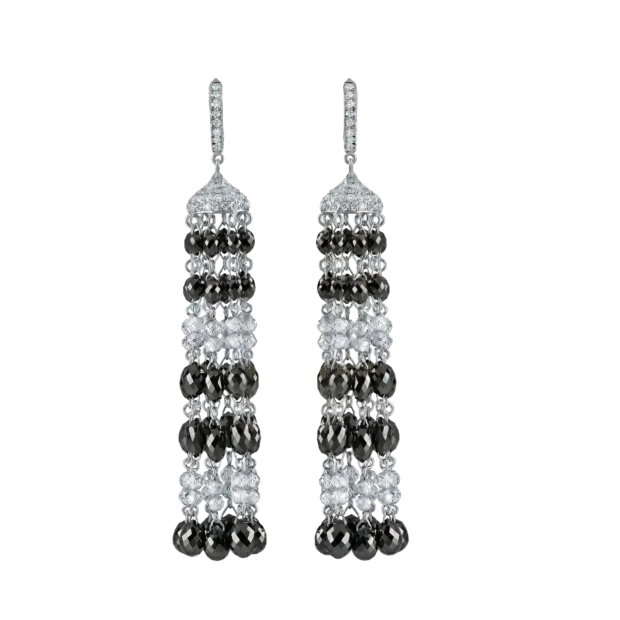 Alternating Black & White Diamond Tassel Drops