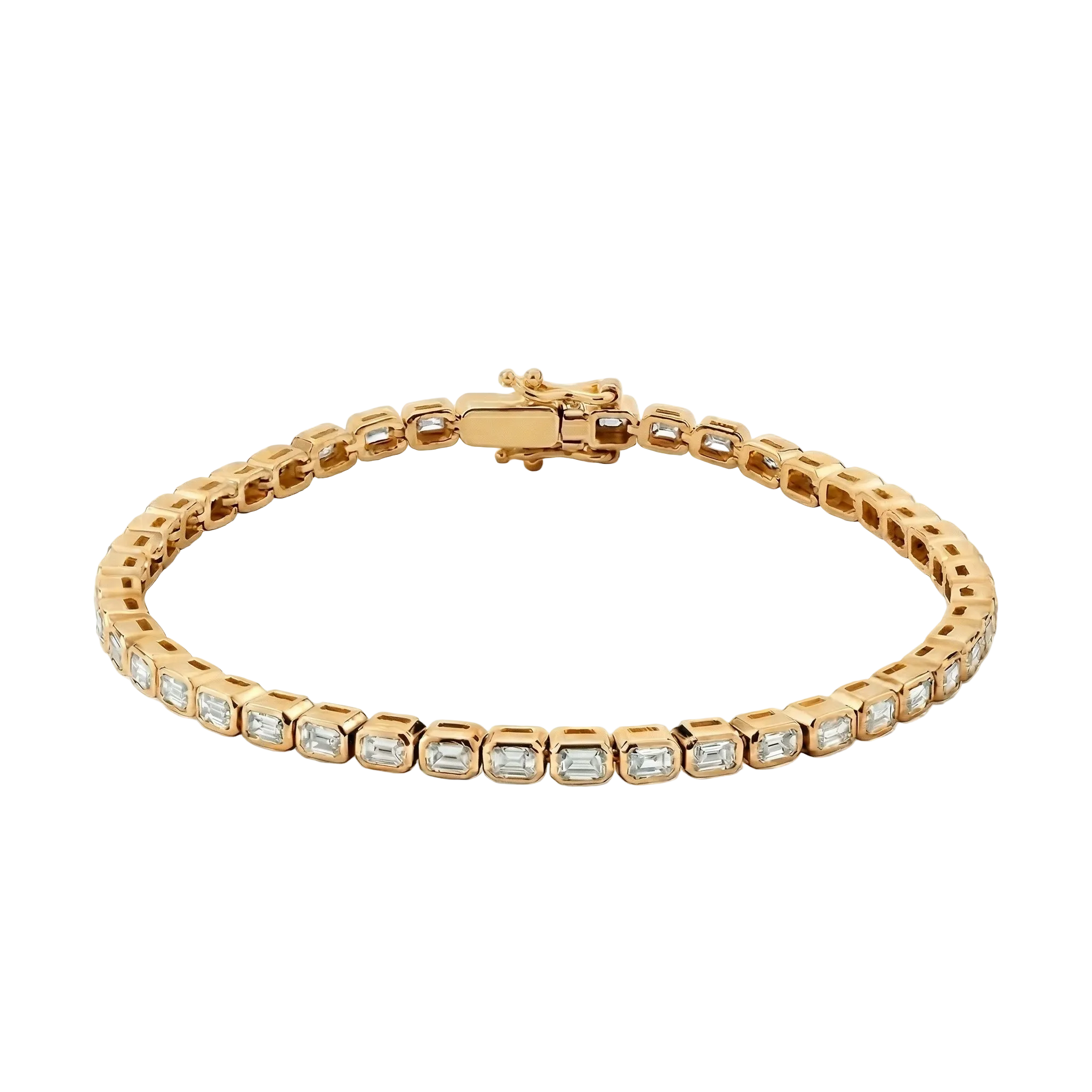 Emerald-Cut Bezel Tennis Bracelet