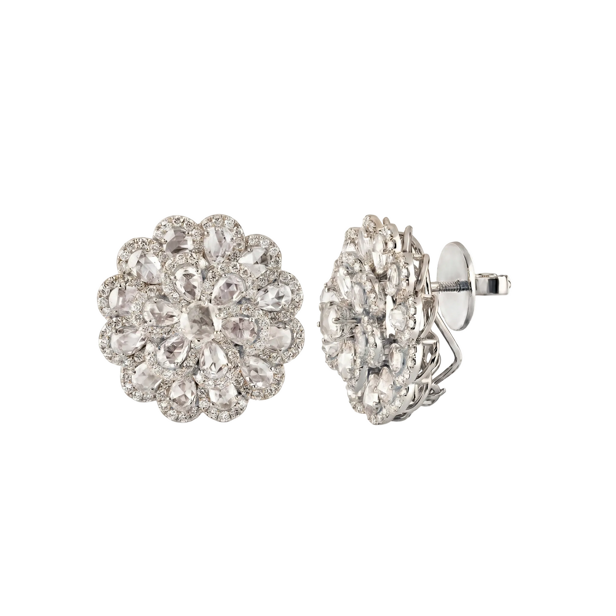 Floral Diamond Cluster Earrings