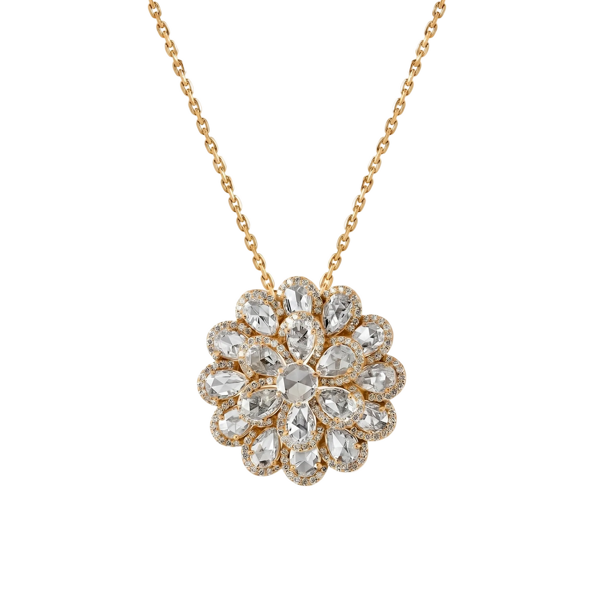 Pear-Cut Diamond Floral Cluster Pendant