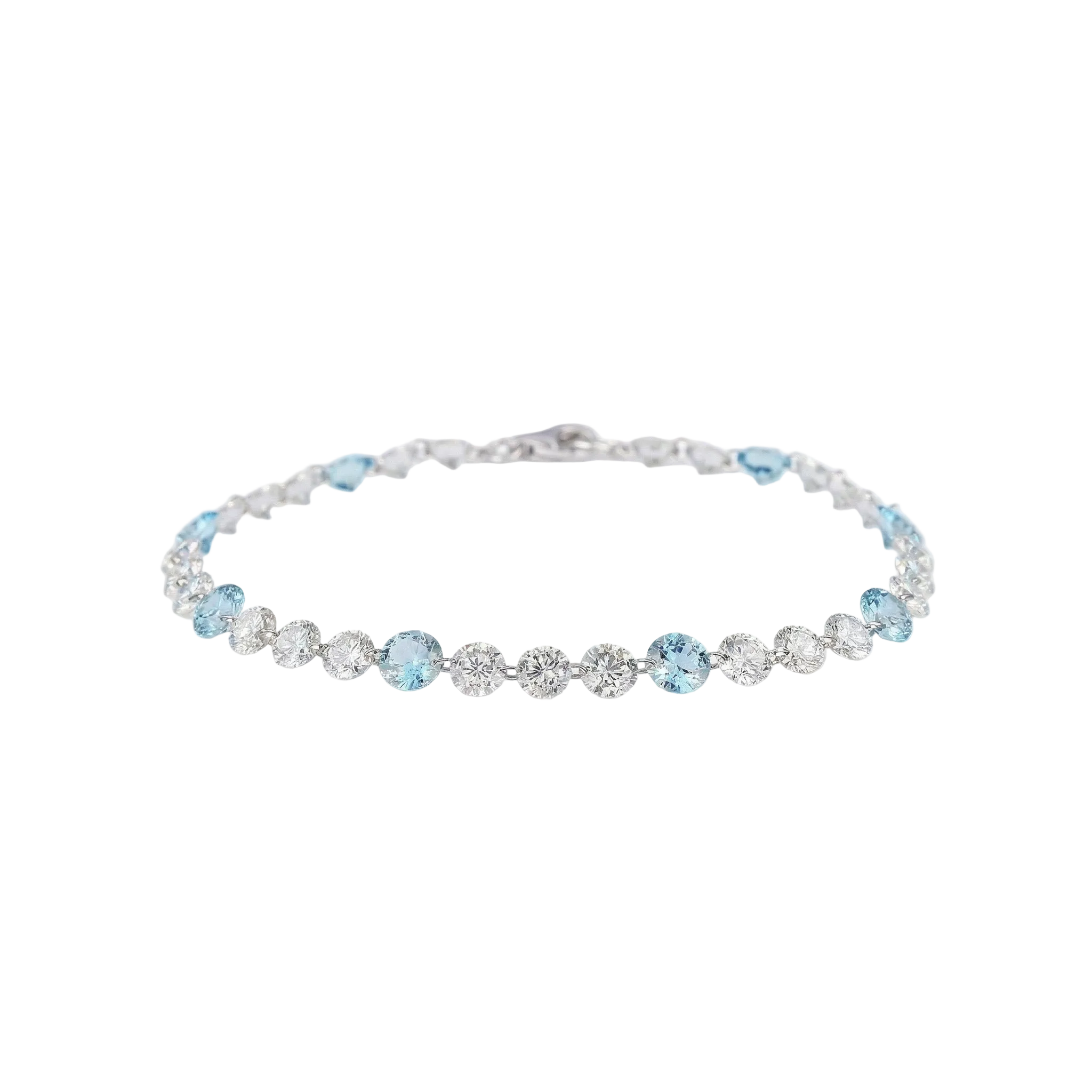 Round Brilliant Blue & White Tennis Bracelet