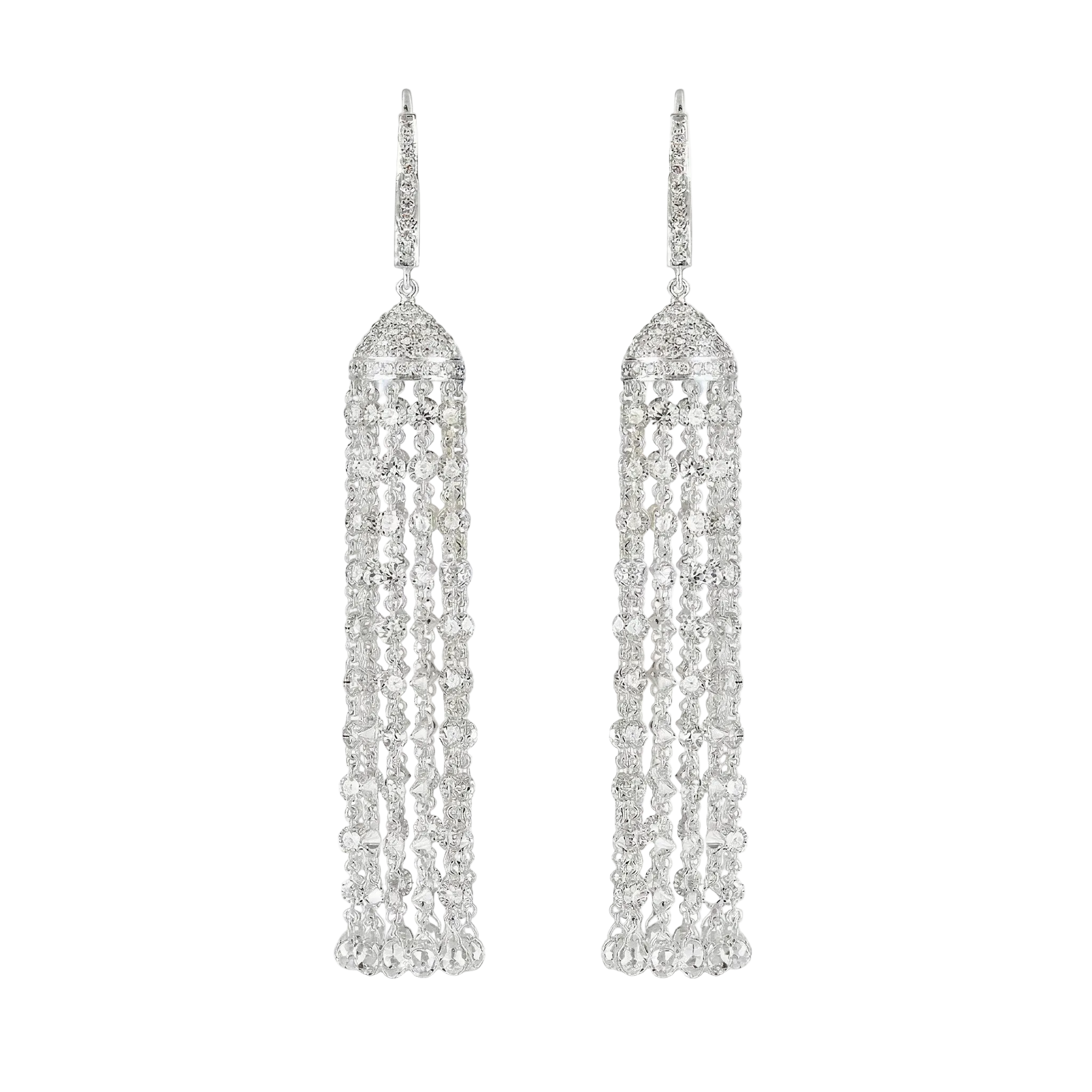Pavé Cap Diamond Tassel Drop Earrings