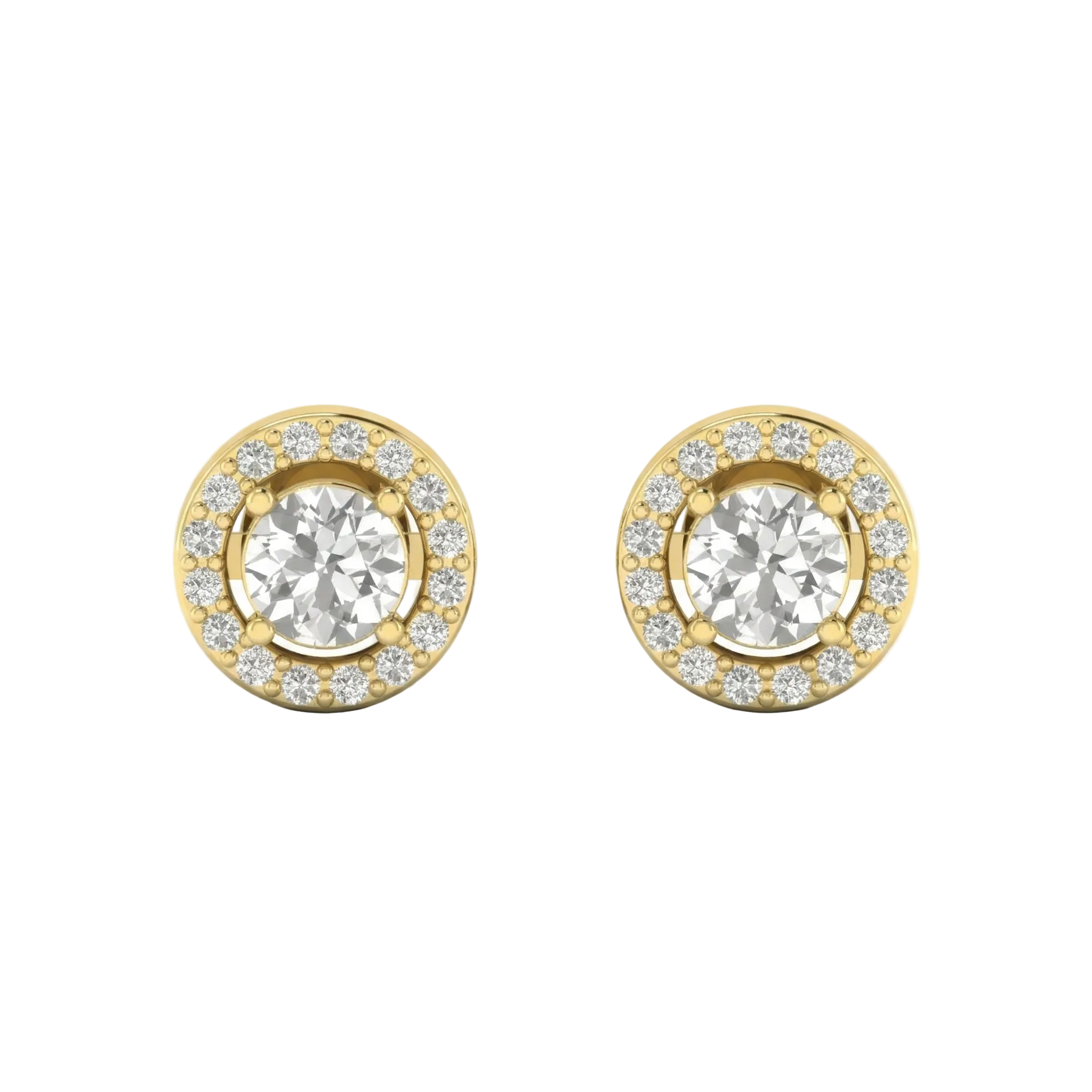 Round Brilliant Halo Studs