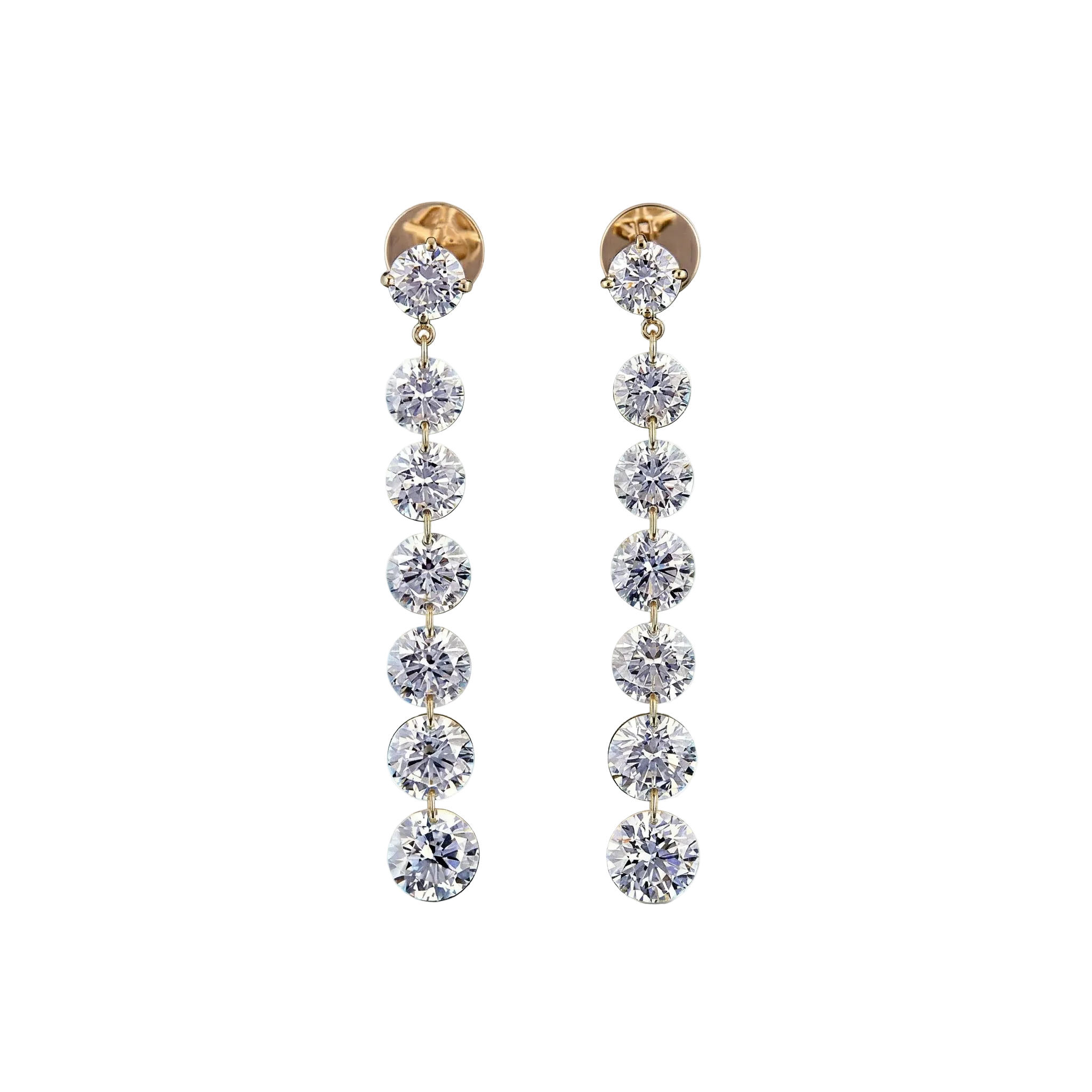 Round Brilliant Linear Drop Earrings