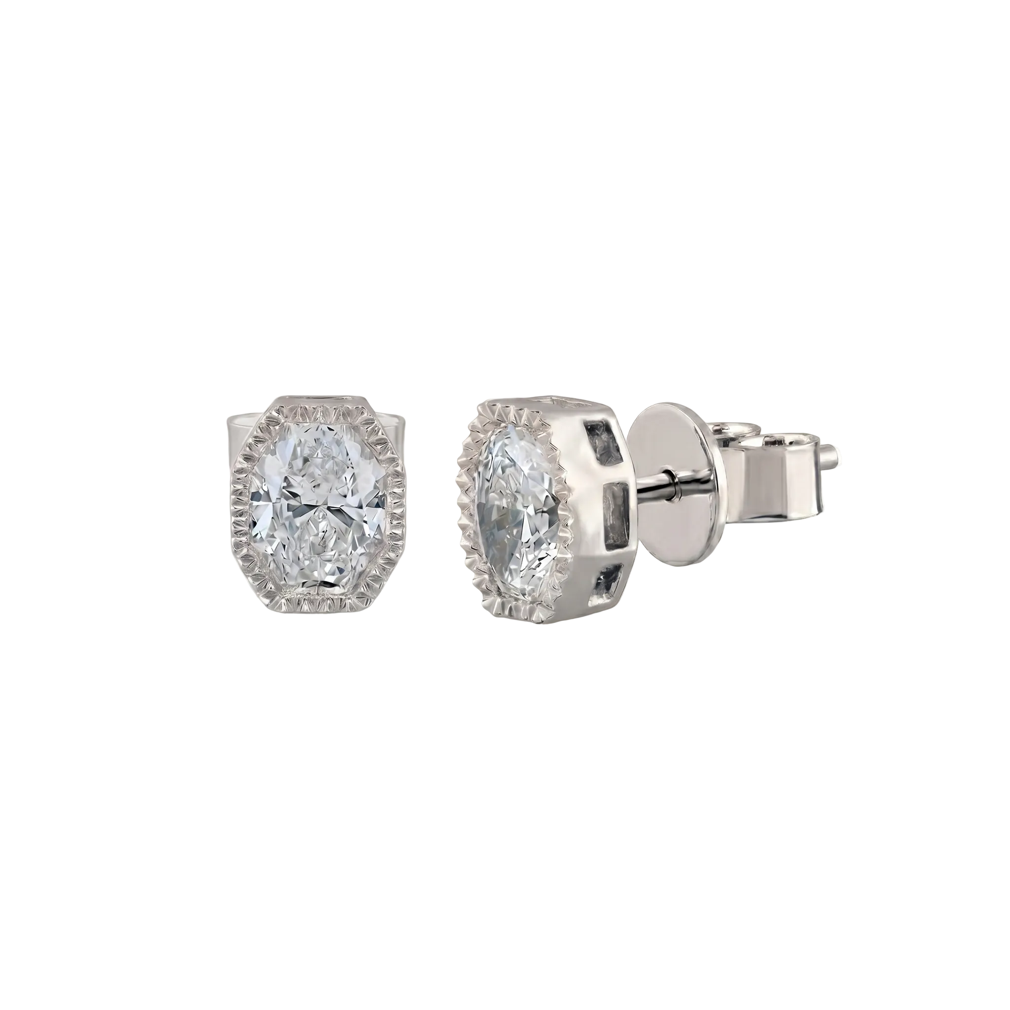 Oval-Cut Diamond Stud Earrings