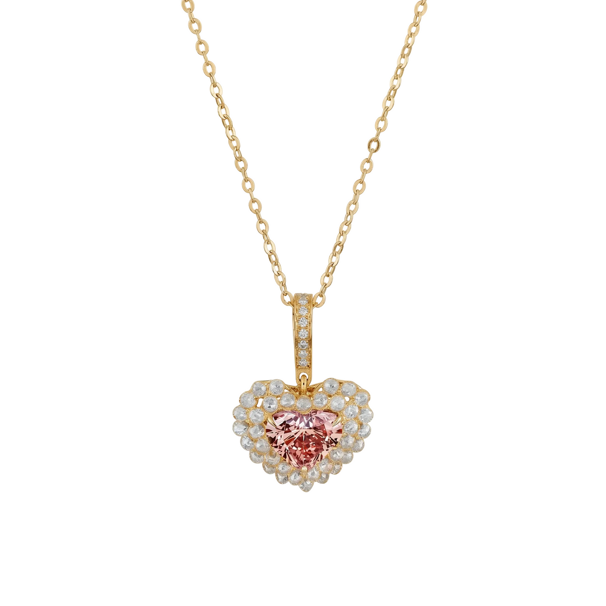 Pink Heart Diamond Halo Pendant